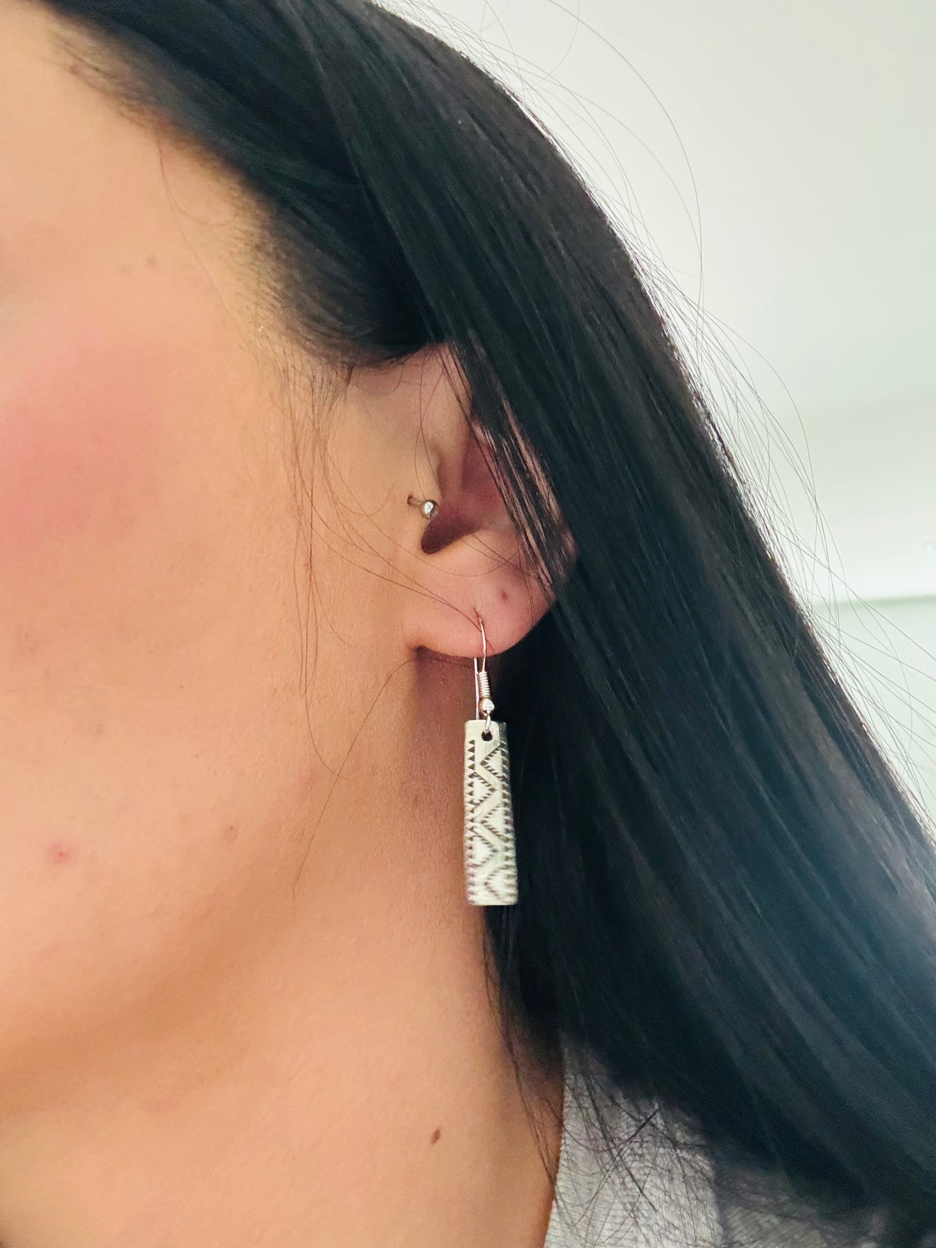Navajo Made Sterling Silver Dangle Earrings