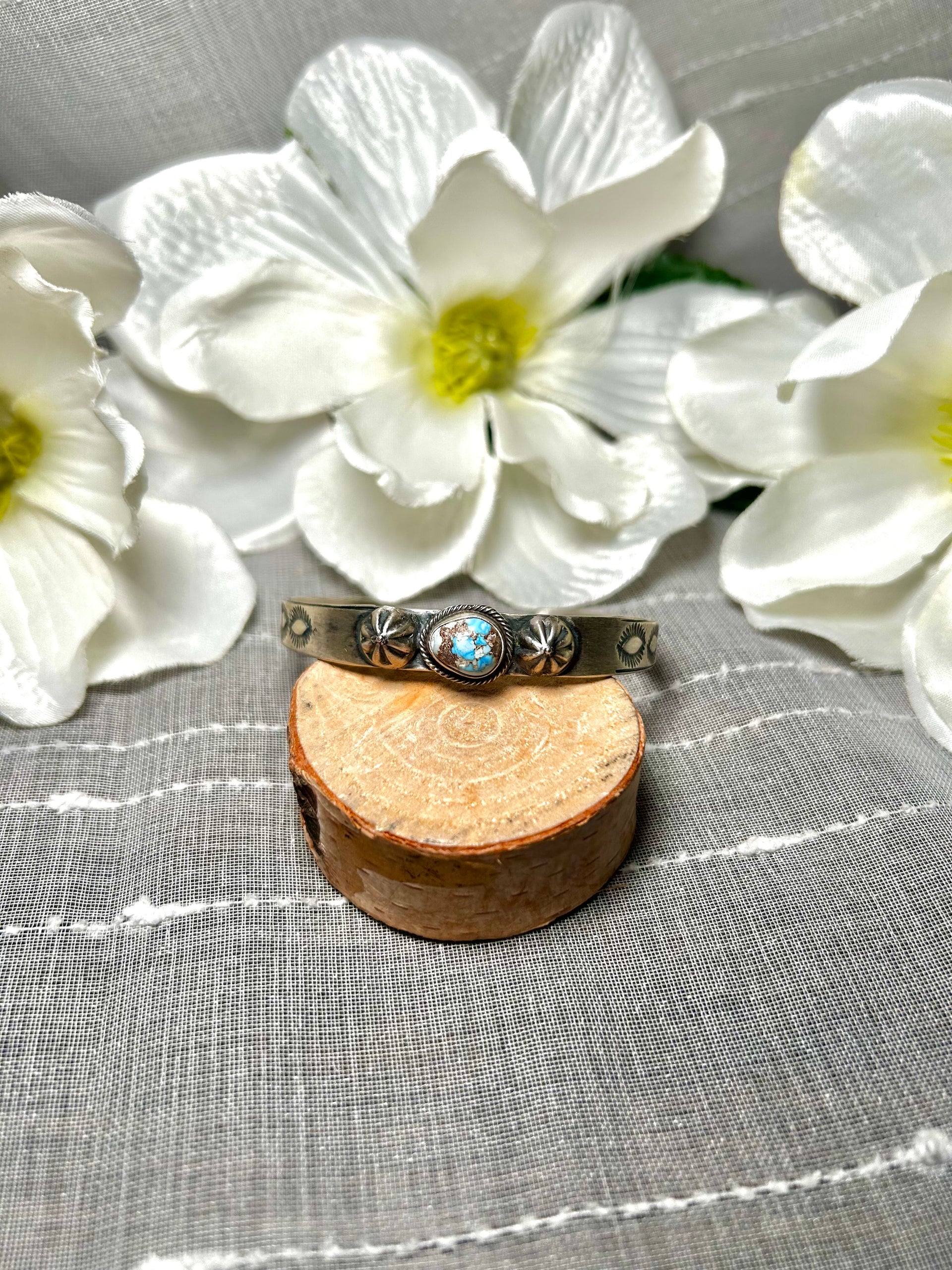 Danny Henio Navajo Made Golden Hill & Sterling Silver Cuff Bracelet