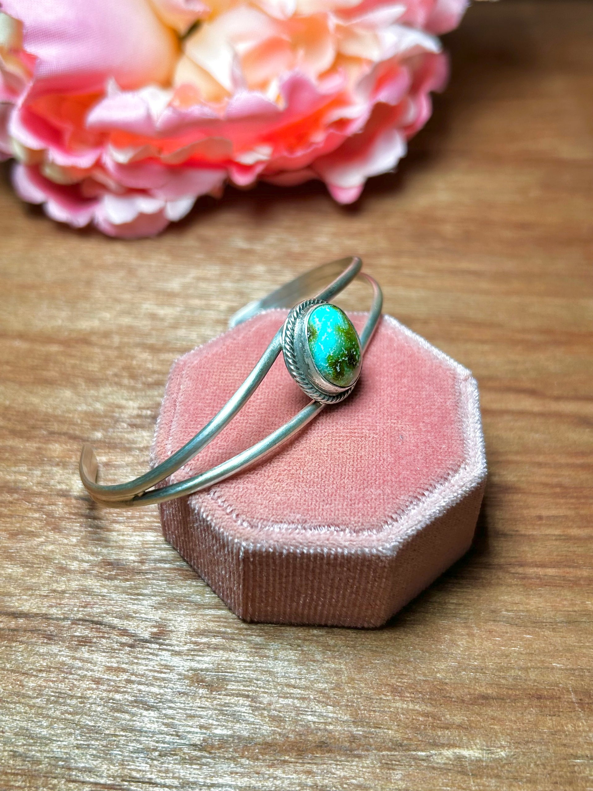 Navajo Made Sonoran Mountain Turquoise & Sterling Silver Cuff Bracelet