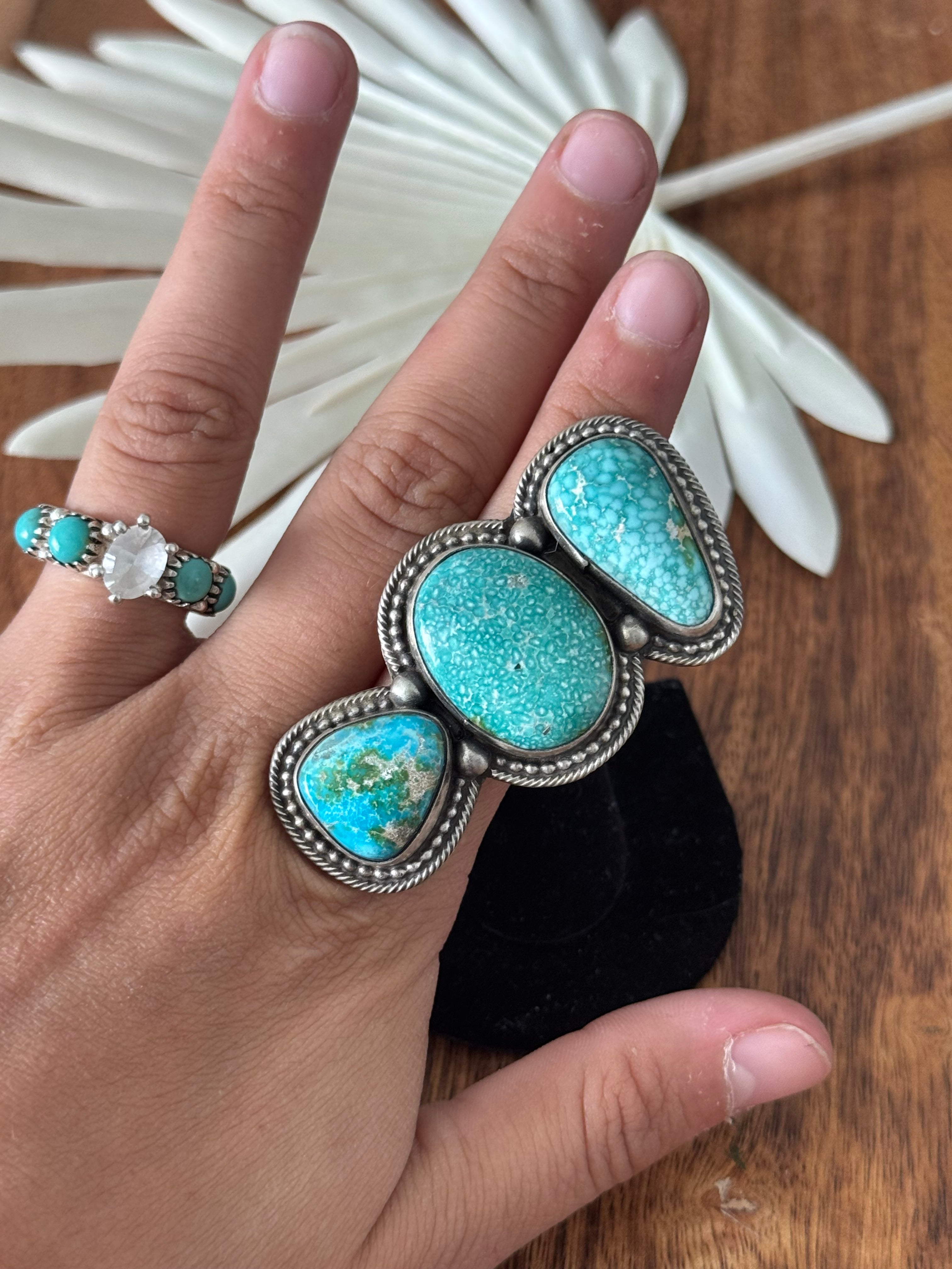 Sheila Becenti Sonoran Mountain Turquoise & Sterling Silver Ring Size 9