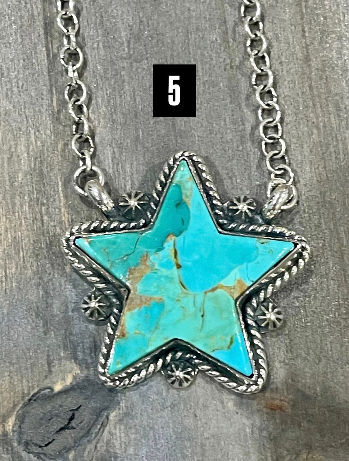 Southwest Handmade Kingman Turquoise & Sterling Silver Star Necklace