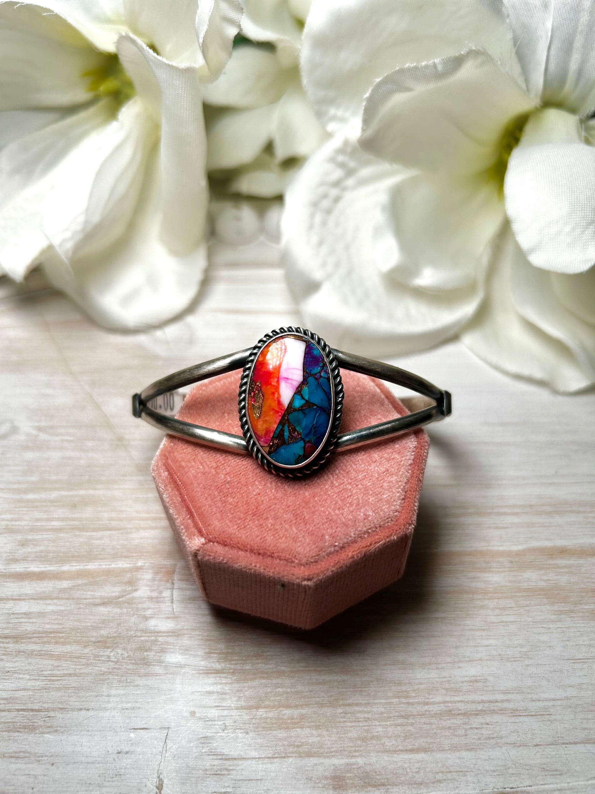 Navajo Made Mohave Turquoise & Sterling Silver Cuff Bracelet