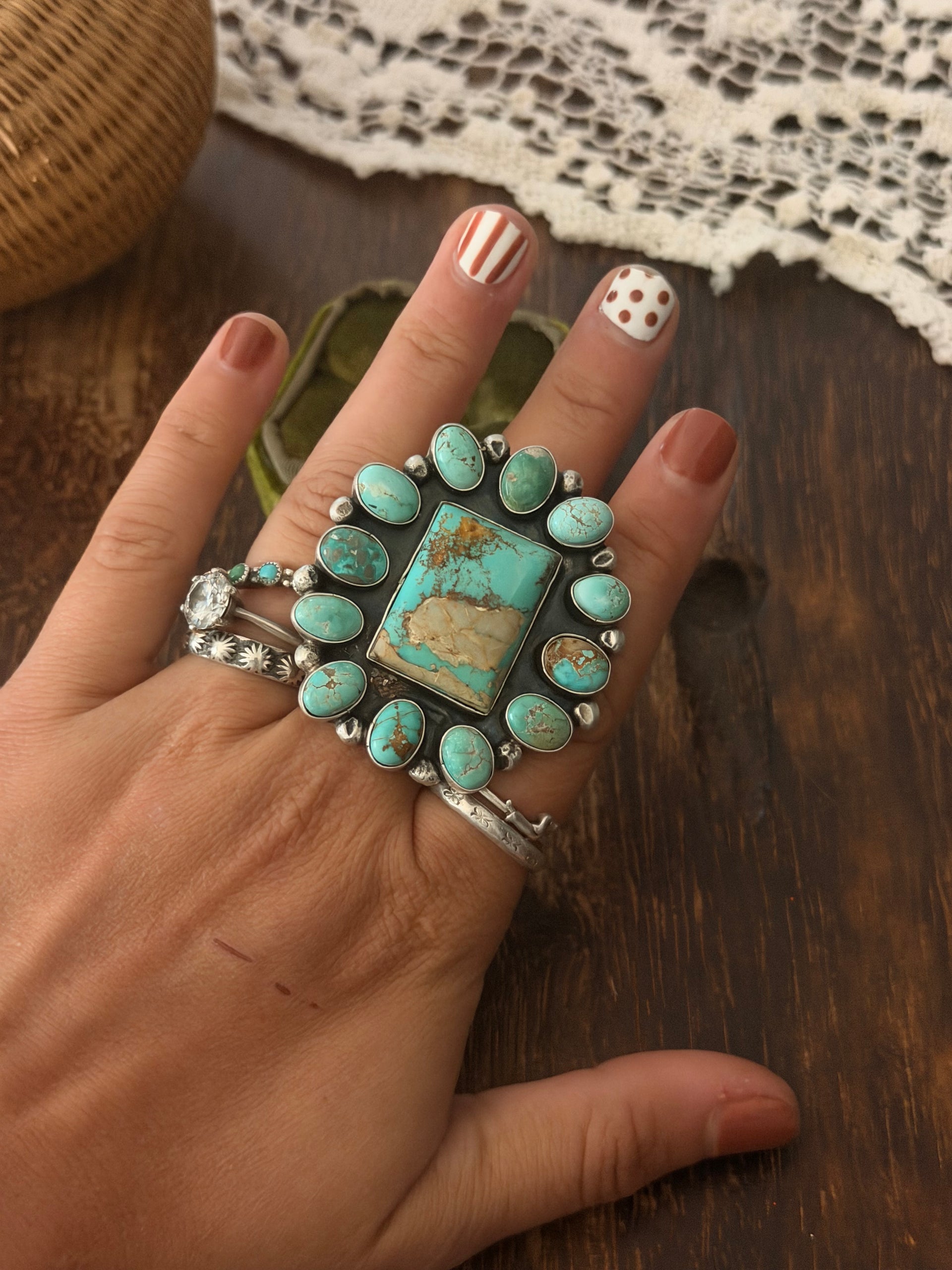 Juanita Mcdonald Natural Royston & Sterling Silver Adjustable Cluster Ring