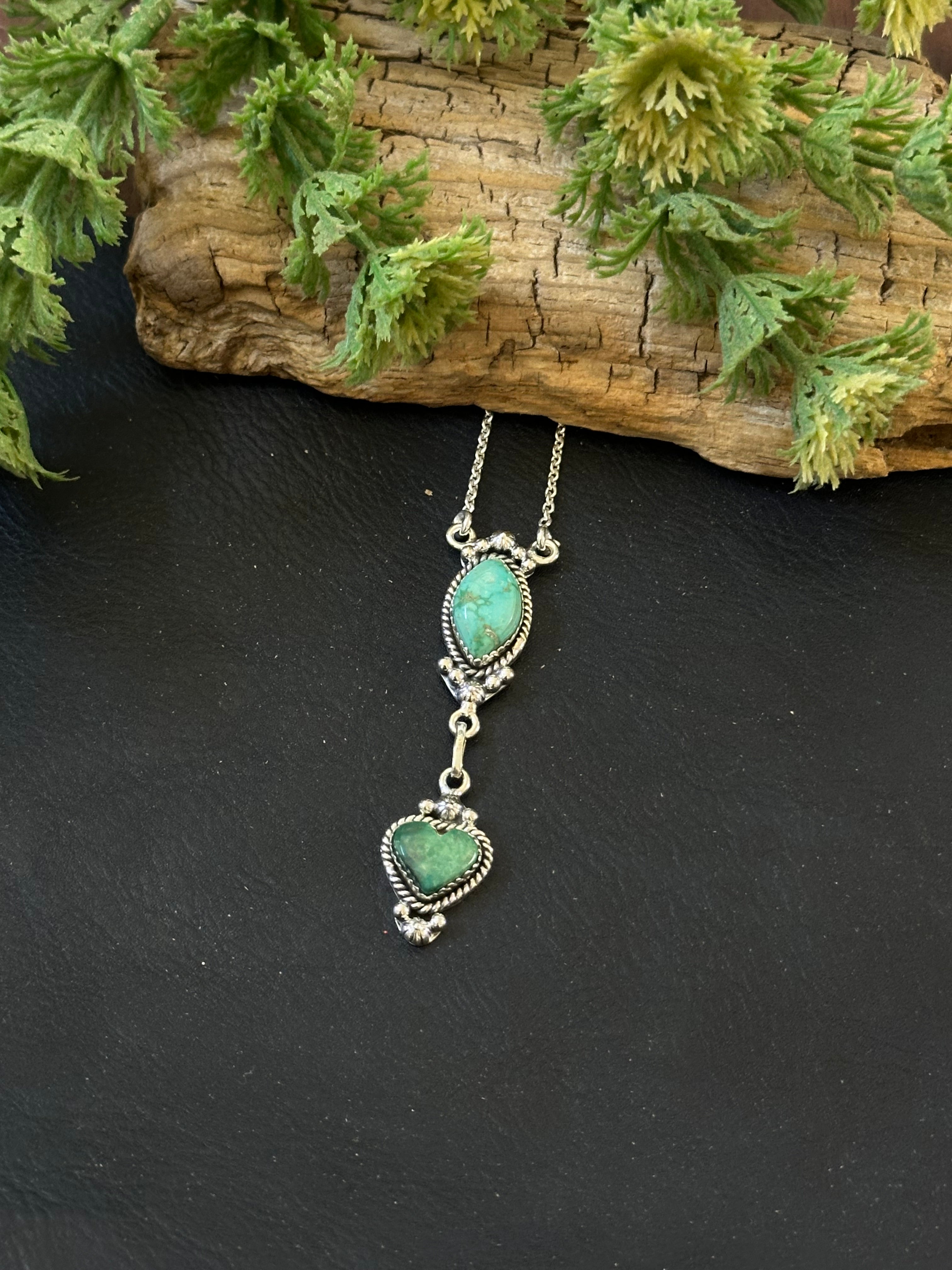 Southwest Handmade Emerald Valley Turquoise & Sterling Silver Necklace