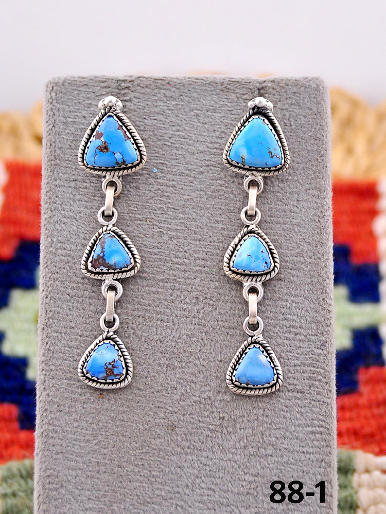 Southwest Handmade Golden Hills Turquoise & Sterling Silver Post Earrings