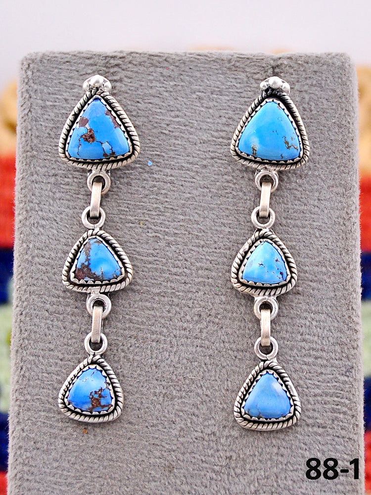 Southwest Handmade Golden Hills Turquoise & Sterling Silver Post Earrings