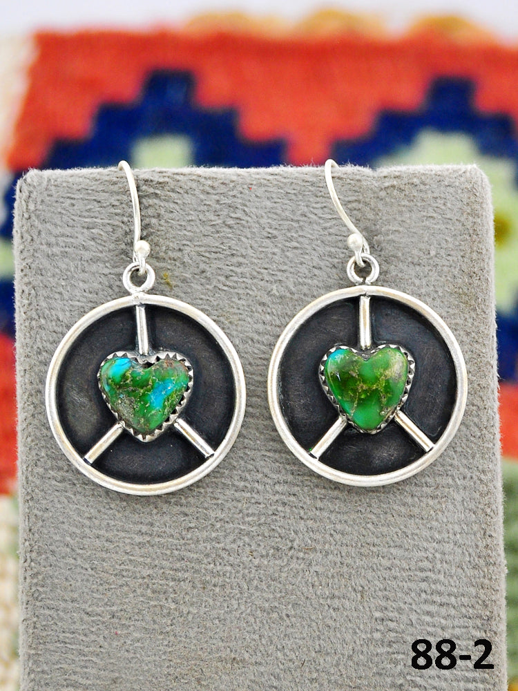 Southwest Made Sonoran Mountain Turquoise & Sterling Silver Hook Dangle Earrings