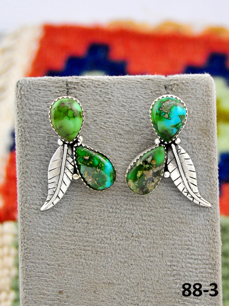Southwest Made Sonoran Mountain Turquoise & Sterling Silver Post Studs Earrings