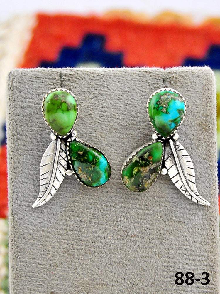 Southwest Made Sonoran Mountain Turquoise & Sterling Silver Post Studs Earrings