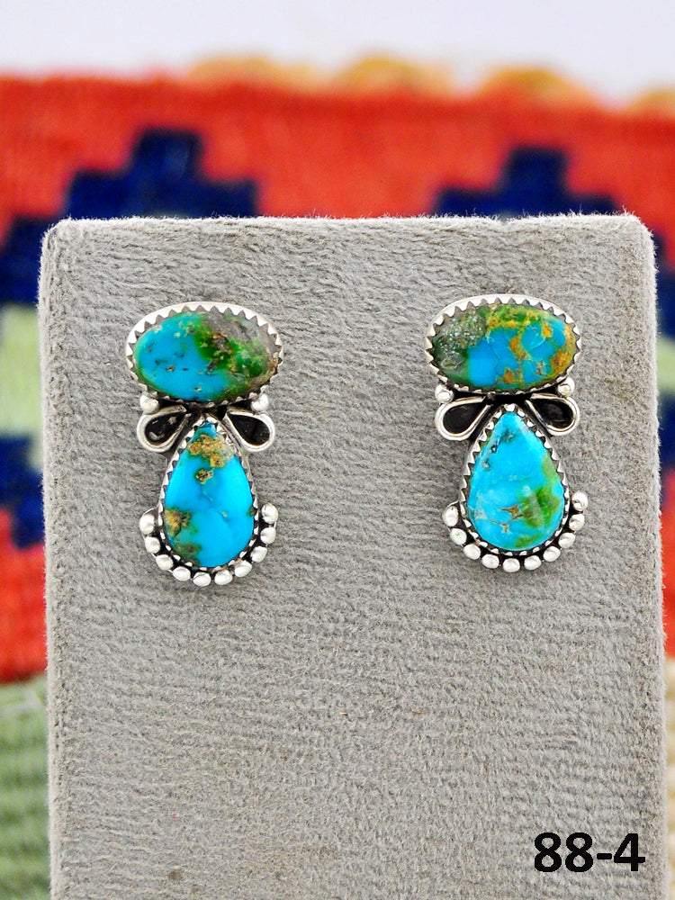 Southwest Made Sonoran Mountain Turquoise & Sterling Silver Post Earrings