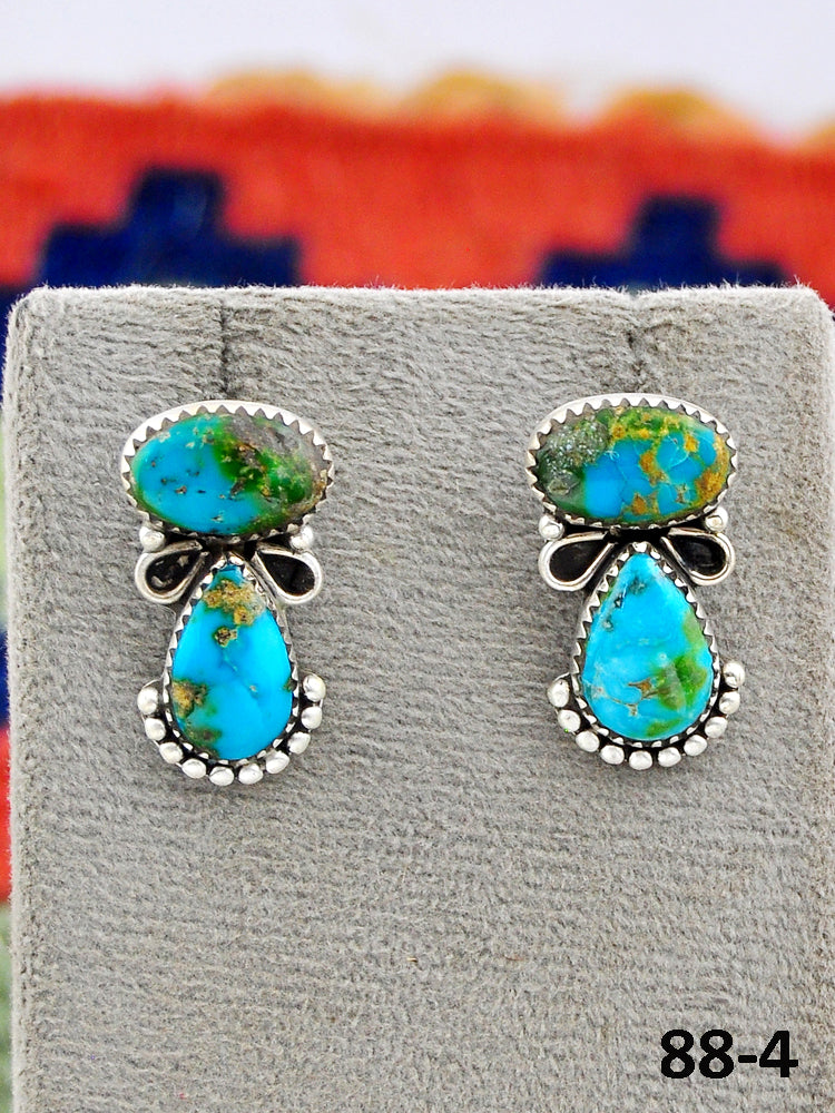 Southwest Made Sonoran Mountain Turquoise & Sterling Silver Post Earrings