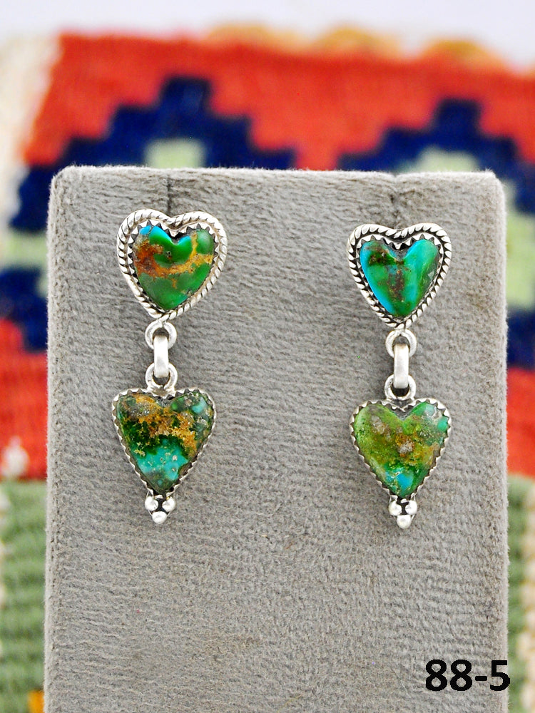 Southwest Made Sonoran Mountain Turquoise & Sterling Silver Post Dangle Earrings