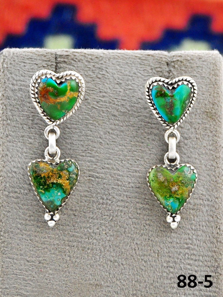 Southwest Made Sonoran Mountain Turquoise & Sterling Silver Post Dangle Earrings