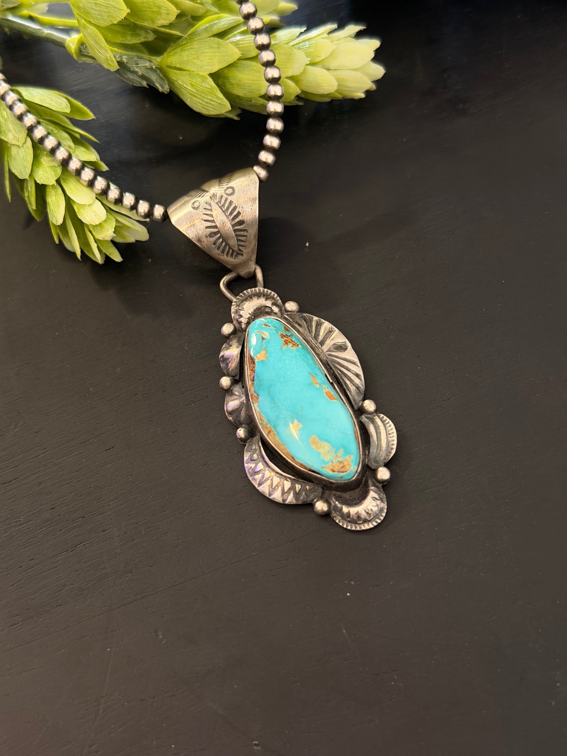Navajo Made Royston Turquoise & Sterling Silver Pendant