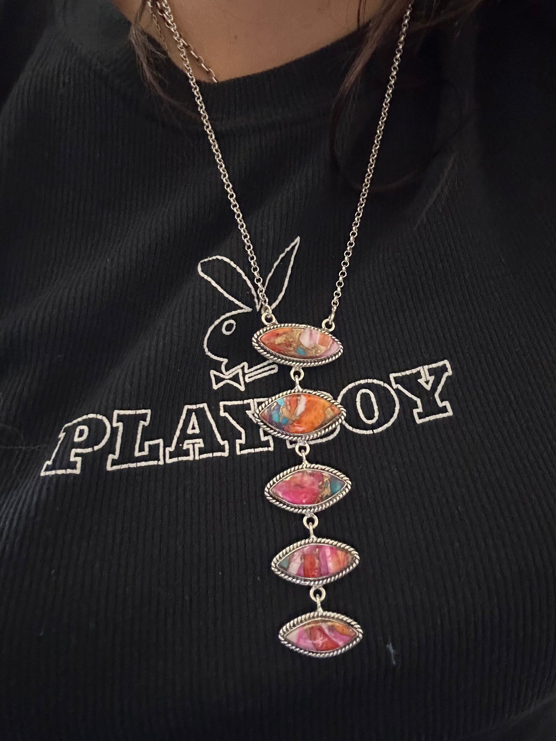 Southwest Made Mohave Turquoise & Sterling Silver Necklace