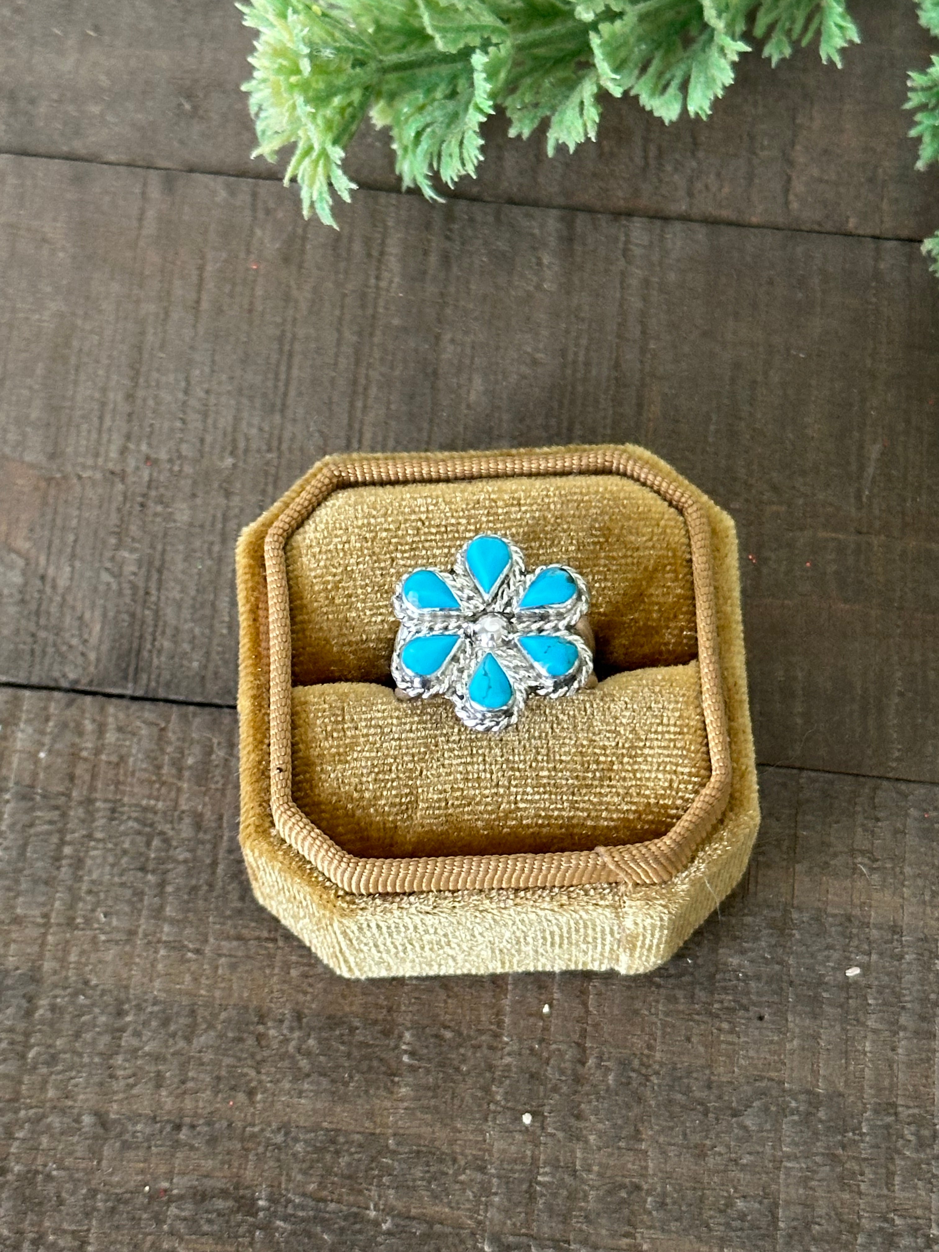 Navajo Made Turquoise & Sterling Silver Ring Size 7.25