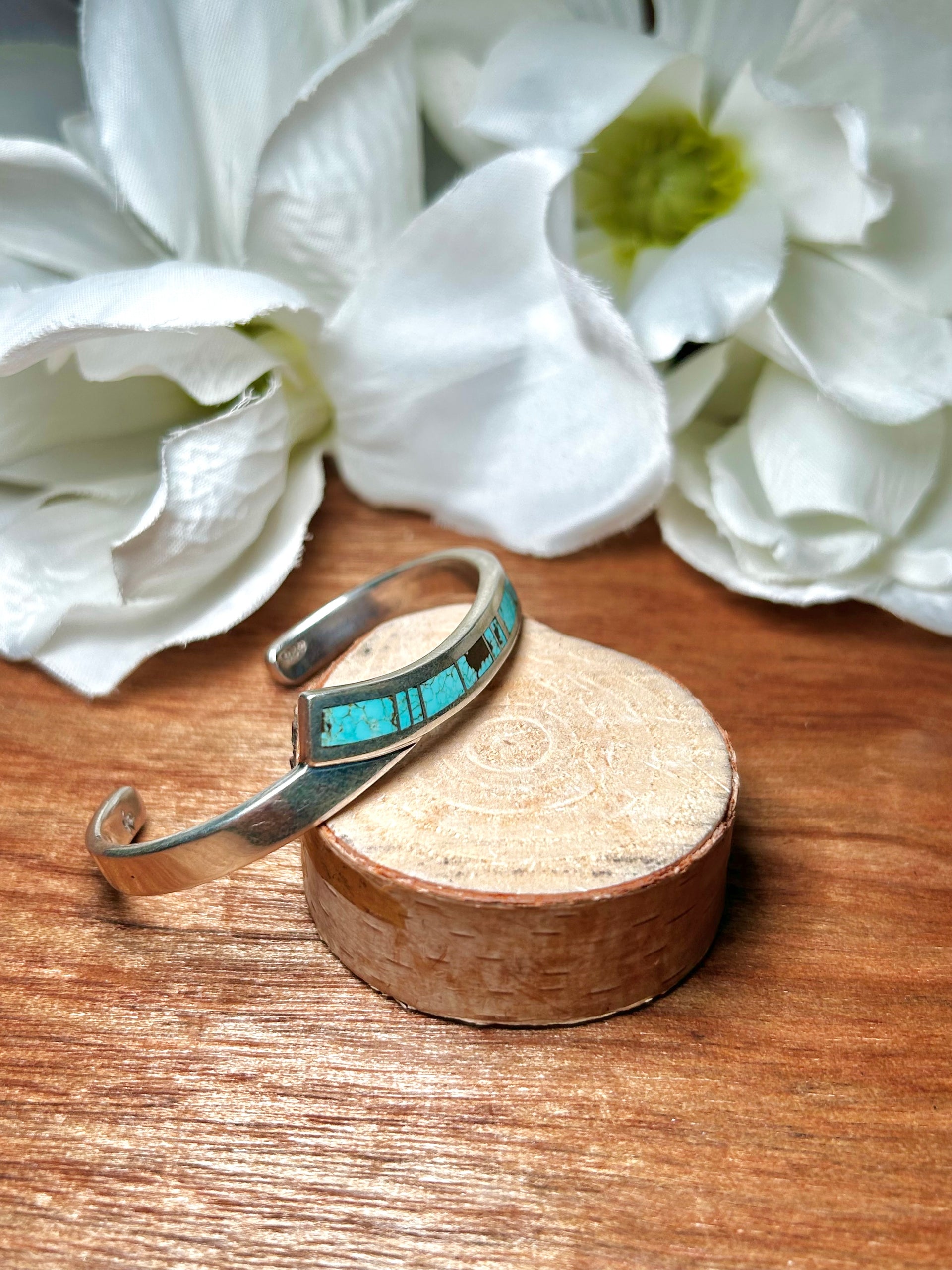 Navajo Made #8 Turquoise & Sterling Silver Cuff Bracelet
