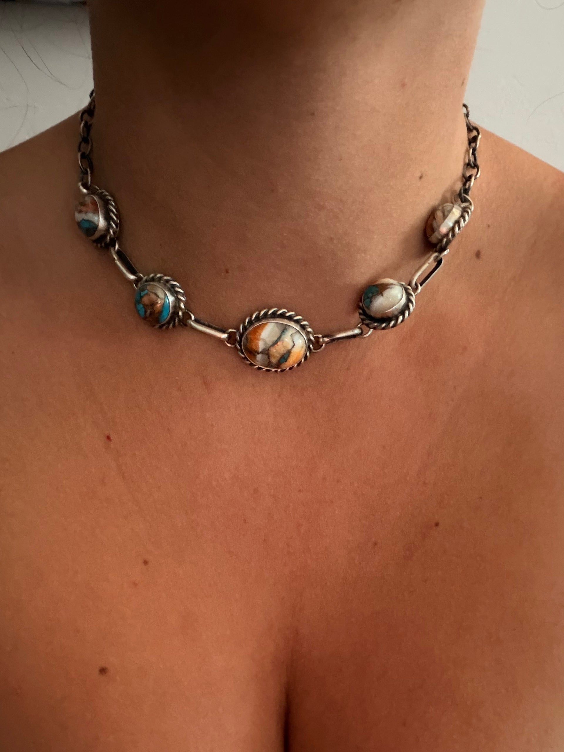 Augustine Largo Mojave Turquoise & Sterling Silver Choker Necklace