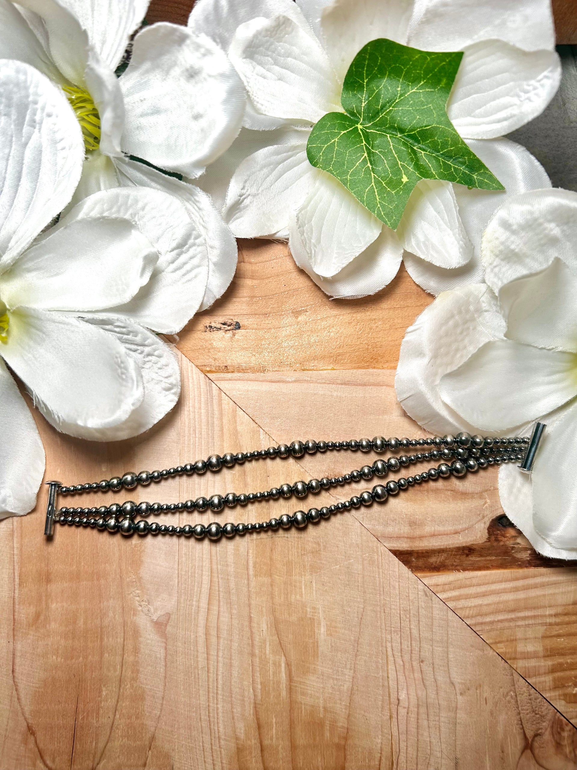 Navajo Strung Sterling Silver Bracelet