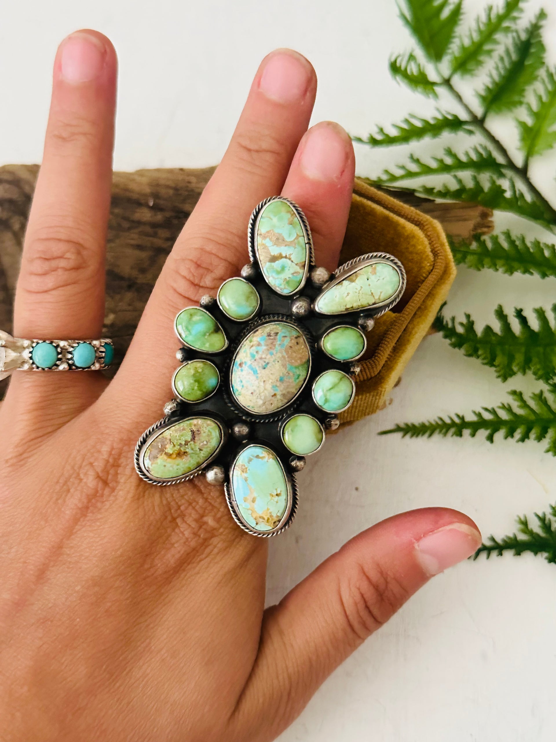 Sheila Tso Multi Turquoise Sterling Silver Cluster Ring Size 7.5