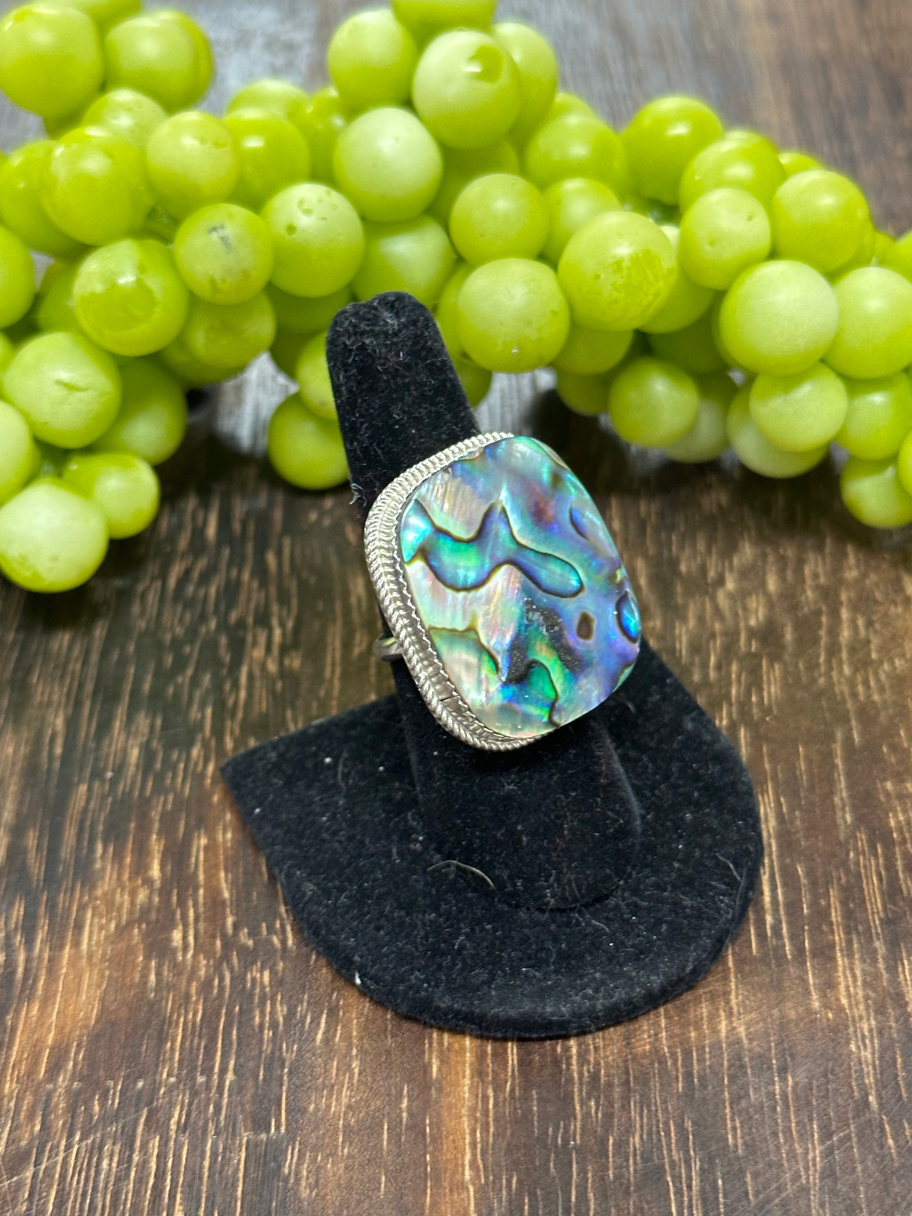 Reda Galvan Abalone & Sterling Silver Ring Size 9.25