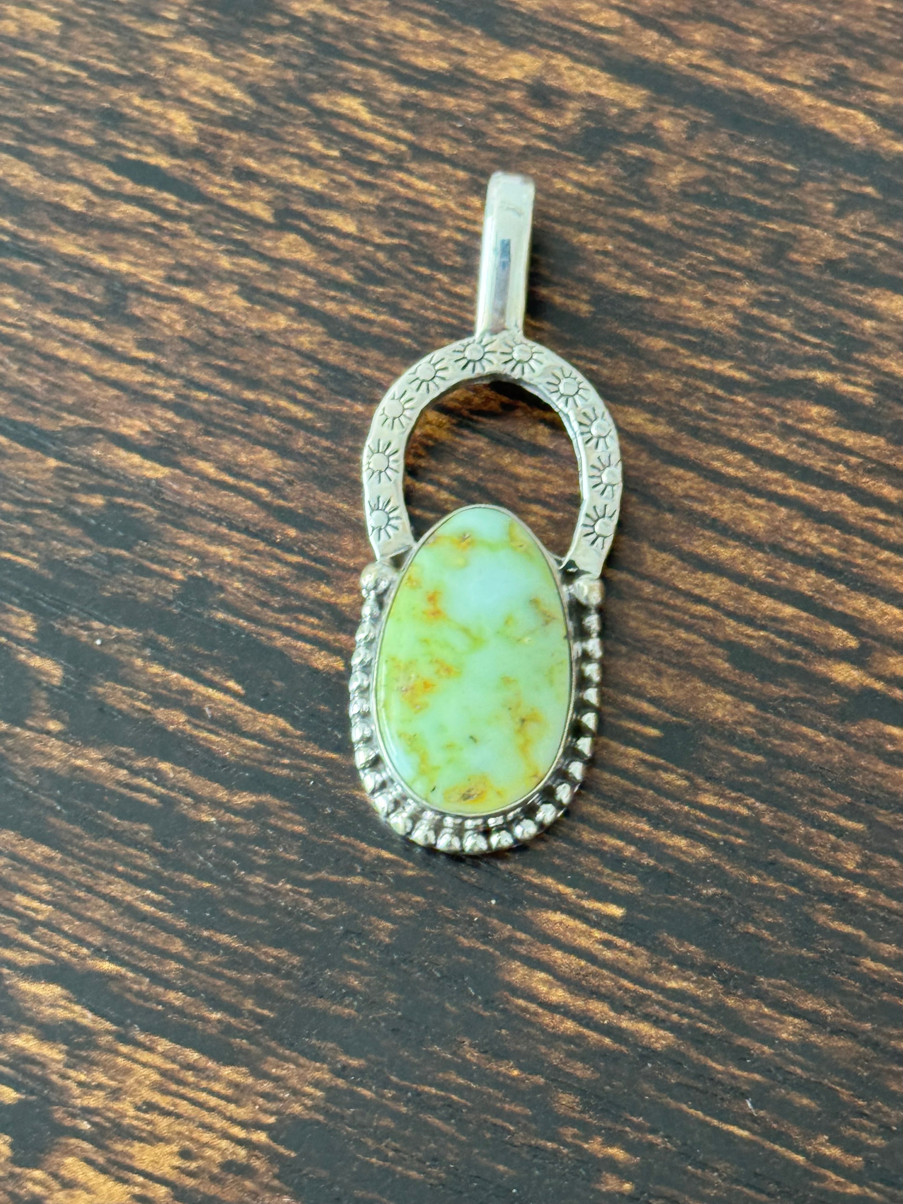 Southwest Palomino Variscite & Sterling Silver Pendant