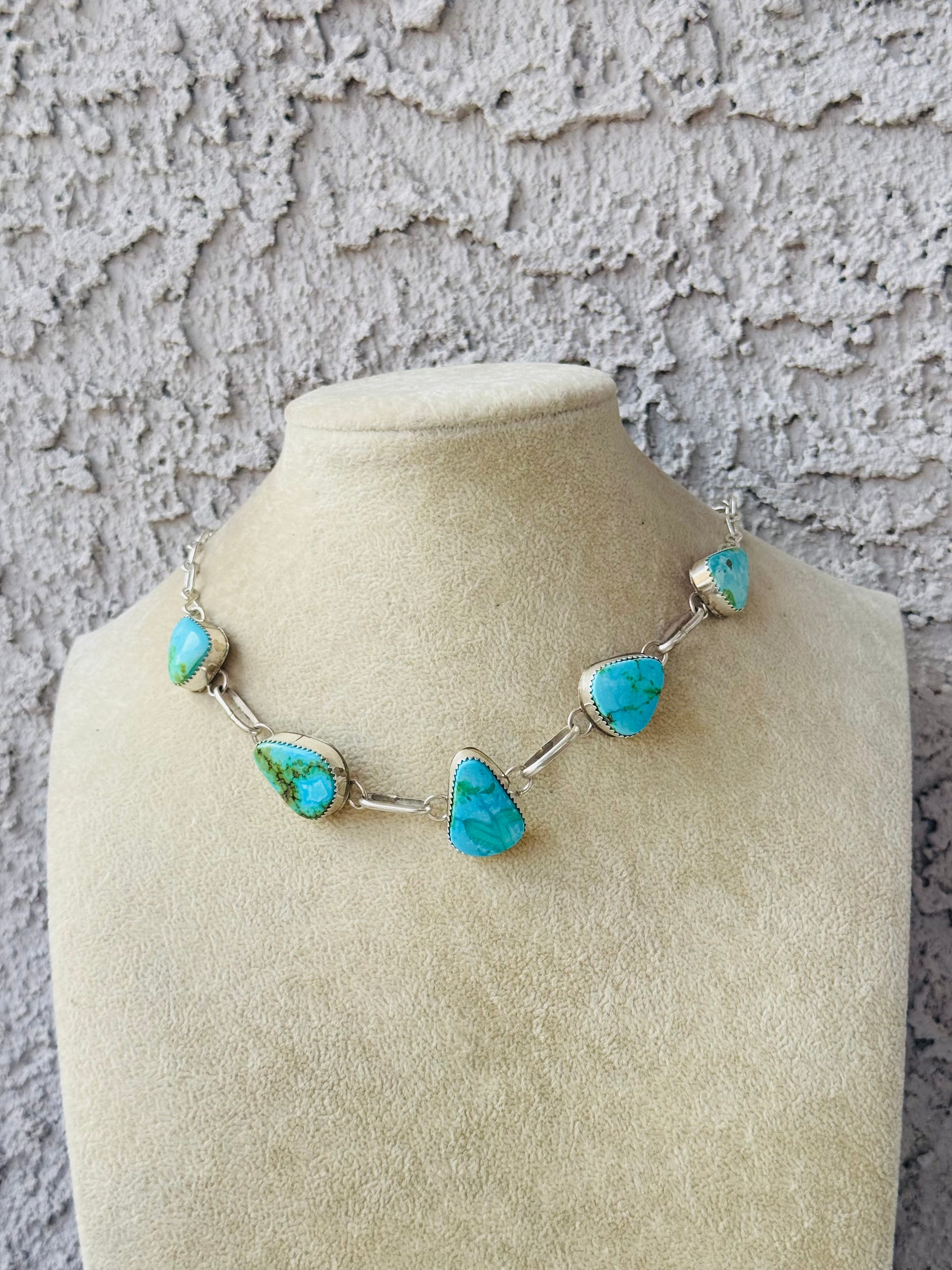 Tia Long Sonoran Mountain Turquoise  & Sterling Silver Choker Necklace