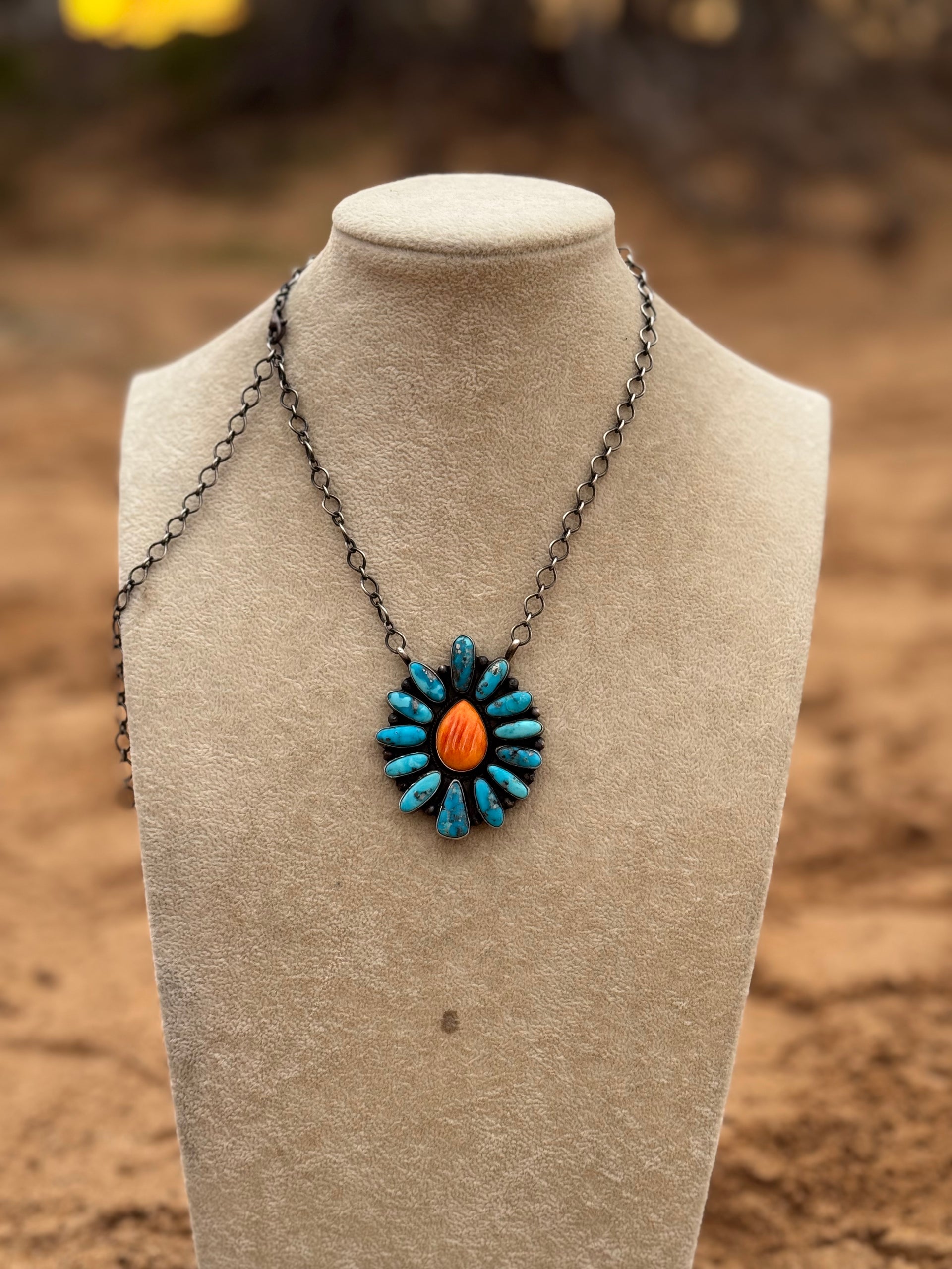 Antionette Martinez Multi Stone & Sterling Silver Cluster Necklace