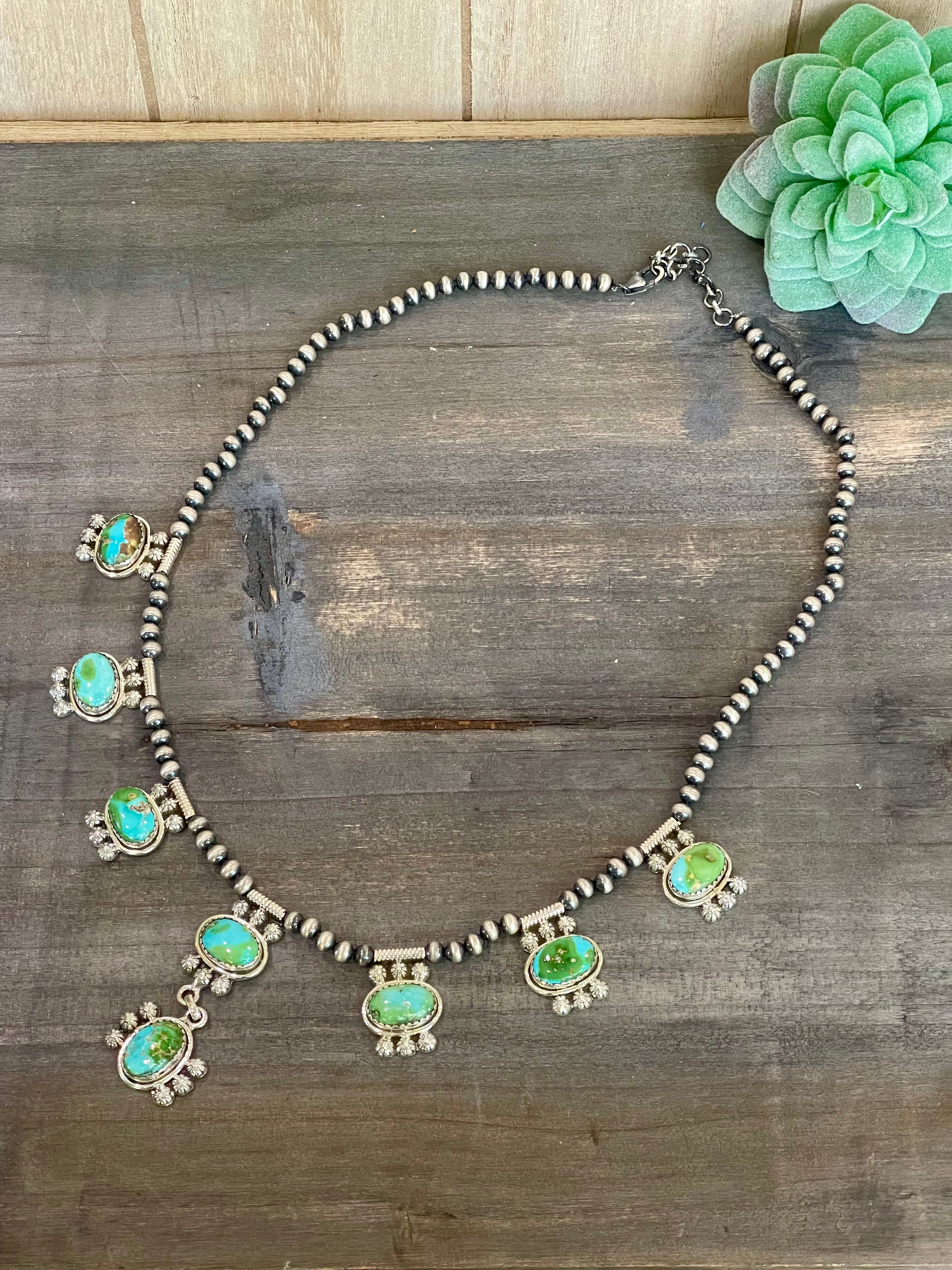 Southwest Handmade Sonoran Mountain Turquoise & Sterling Silver Necklace