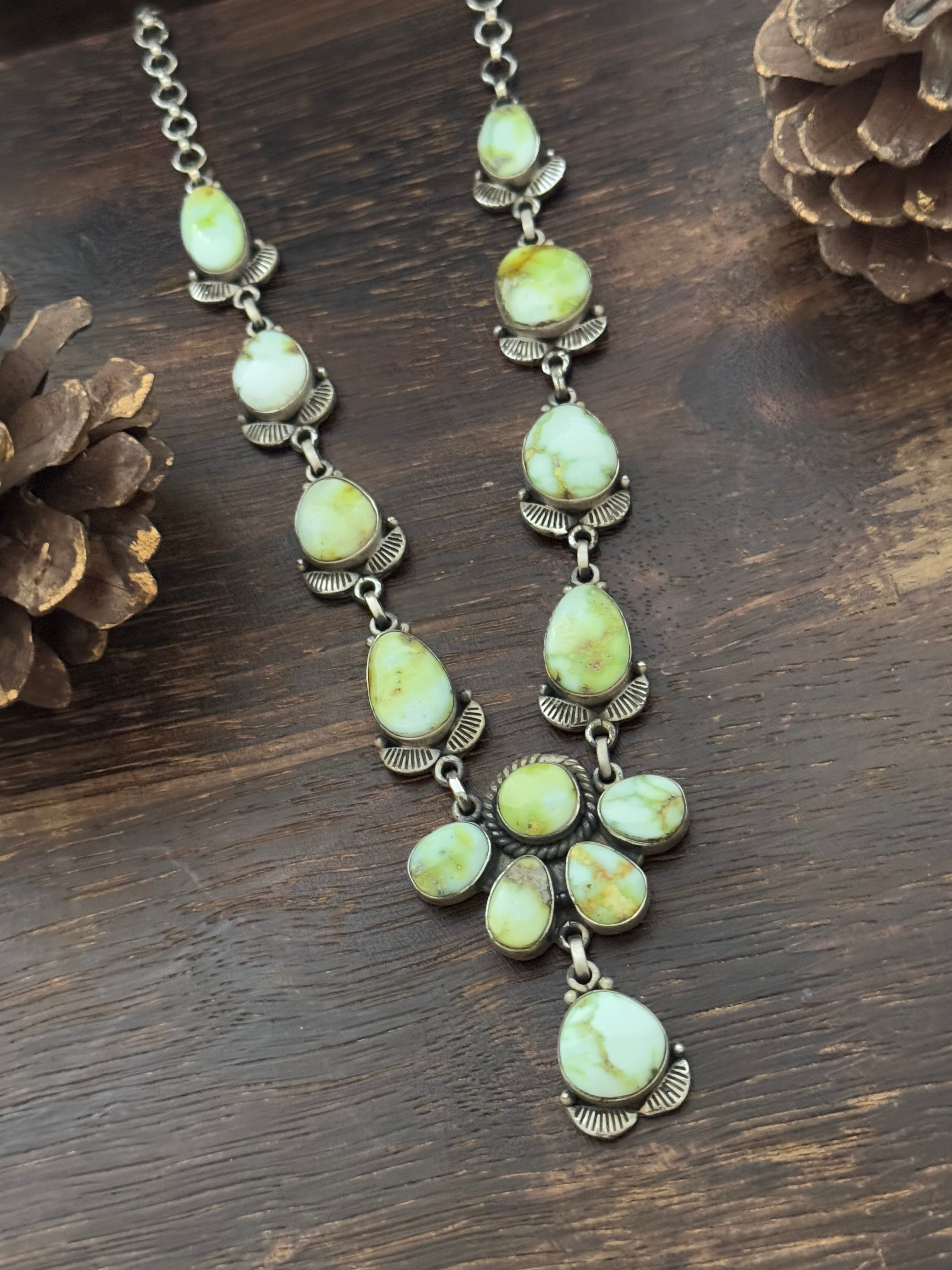 TTD Palomino Variscite & Sterling Silver Lariat Necklace