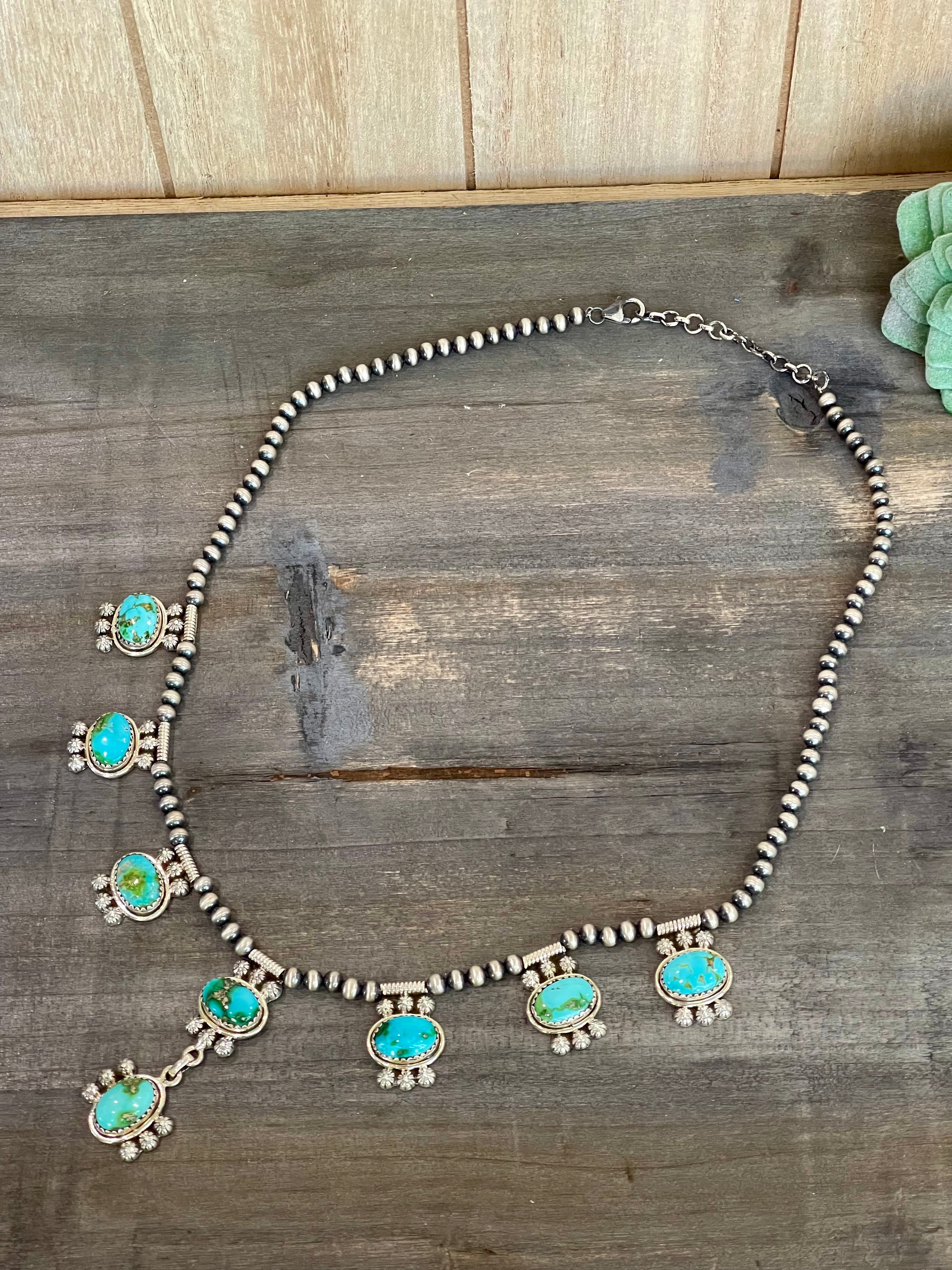 Southwest Handmade Sonoran Mountain Turquoise & Sterling Silver Necklace