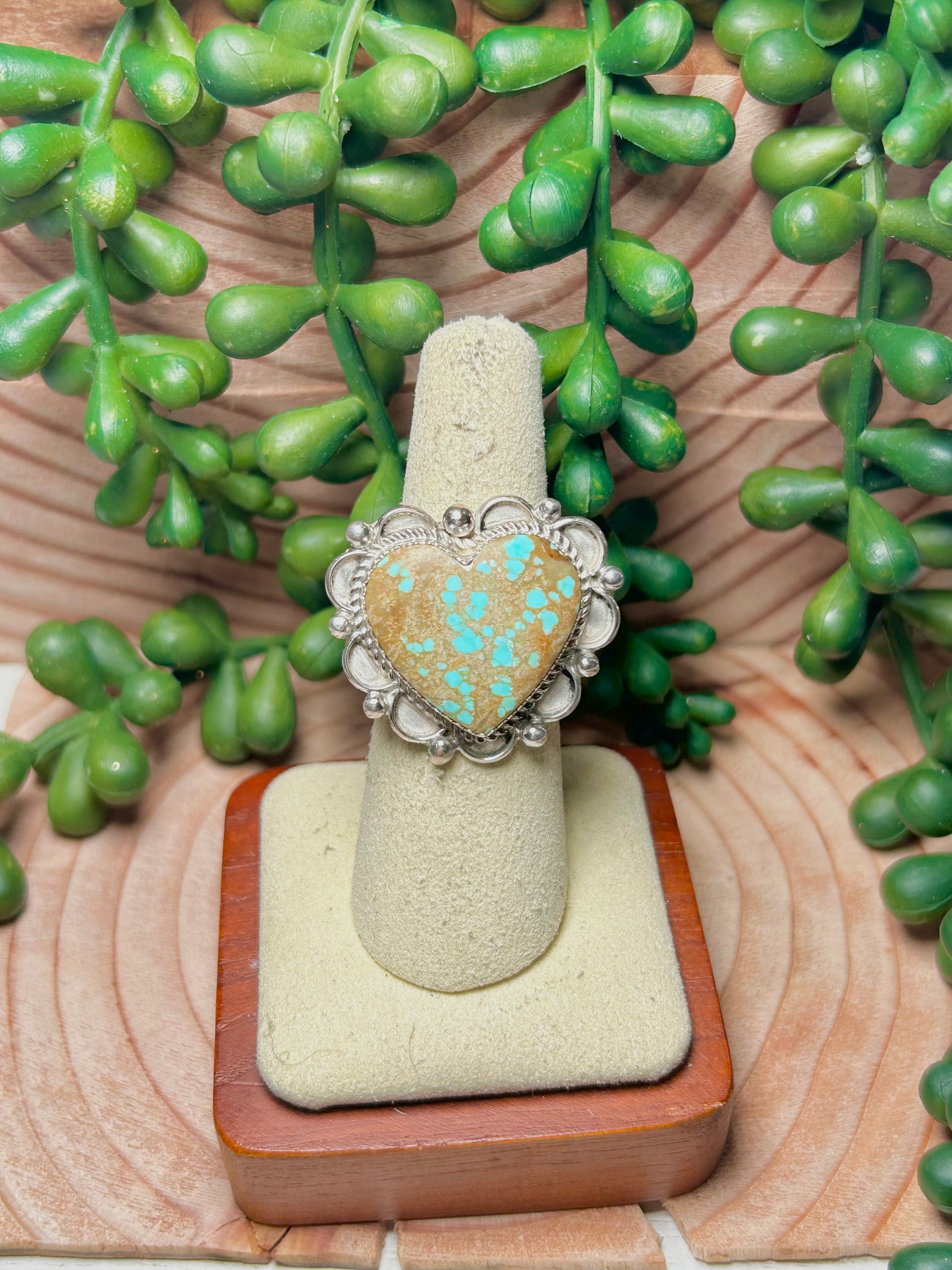 Navajo Made #8 Turquoise & Sterling Sliver Ring Size 6.75
