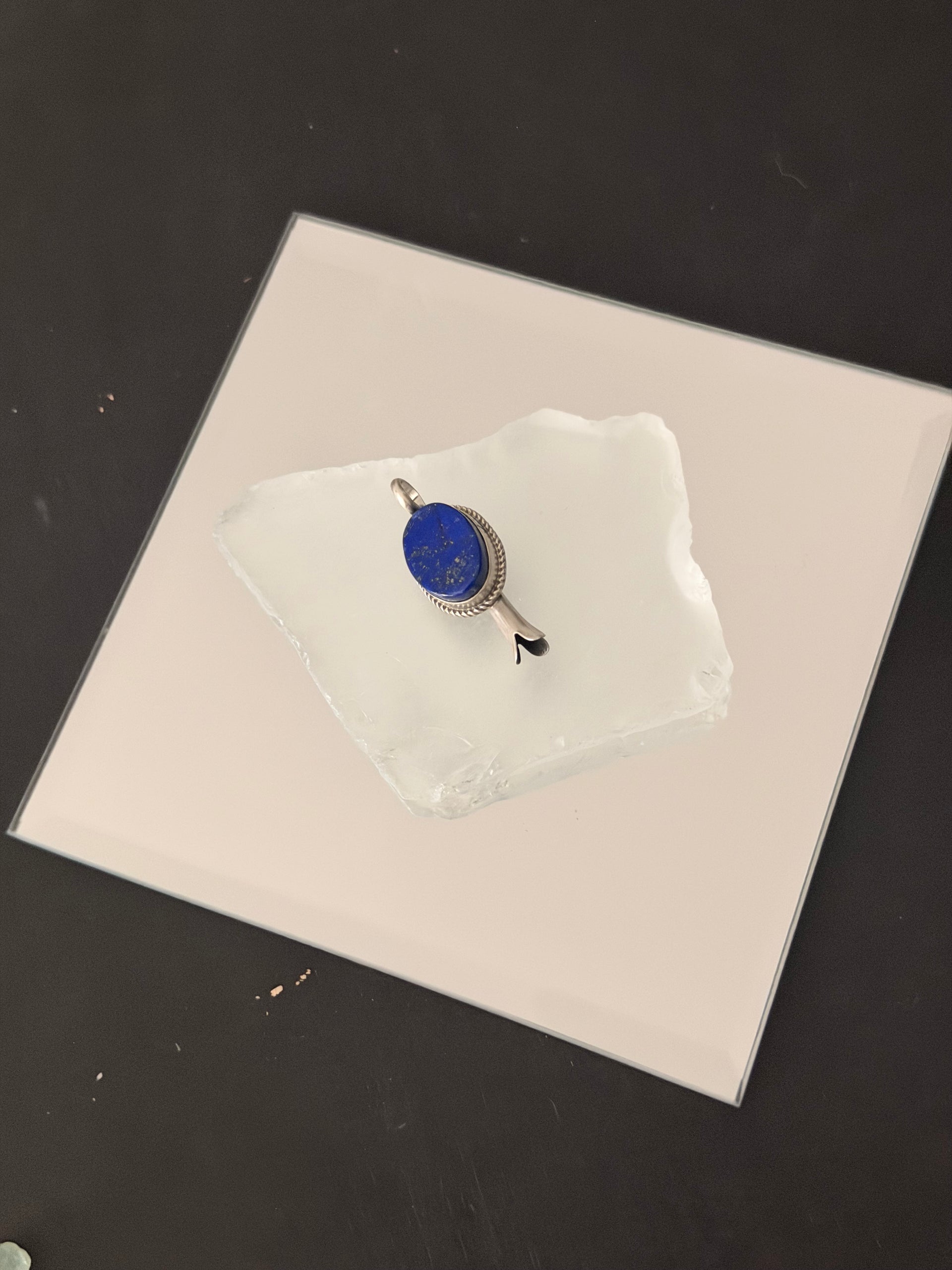Navajo Made Lapis & Sterling Silver Blossom Pendant