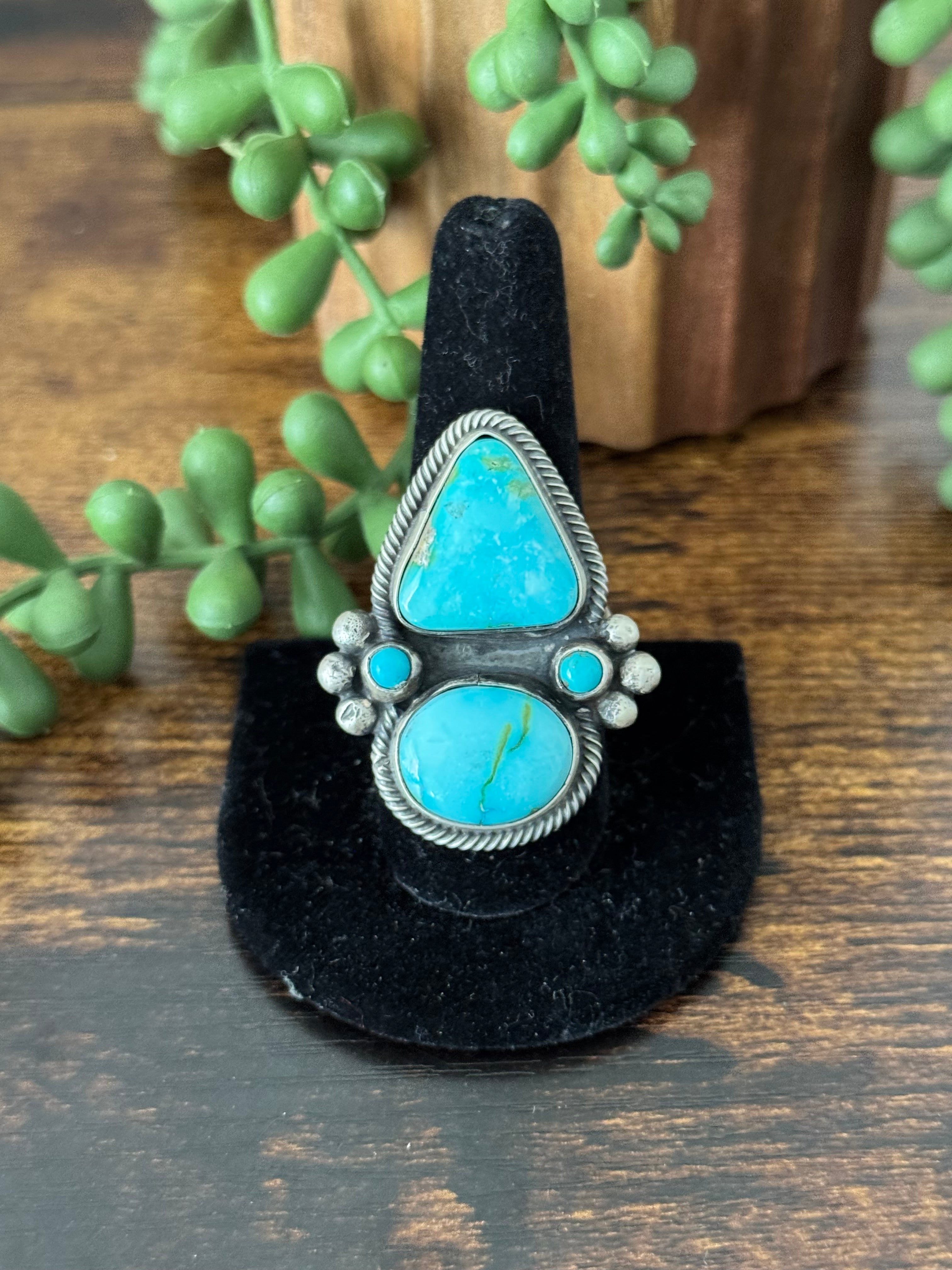 Sheila Becenti Sonoran Mountain Turquoise & Sterling Silver Ring Size 10