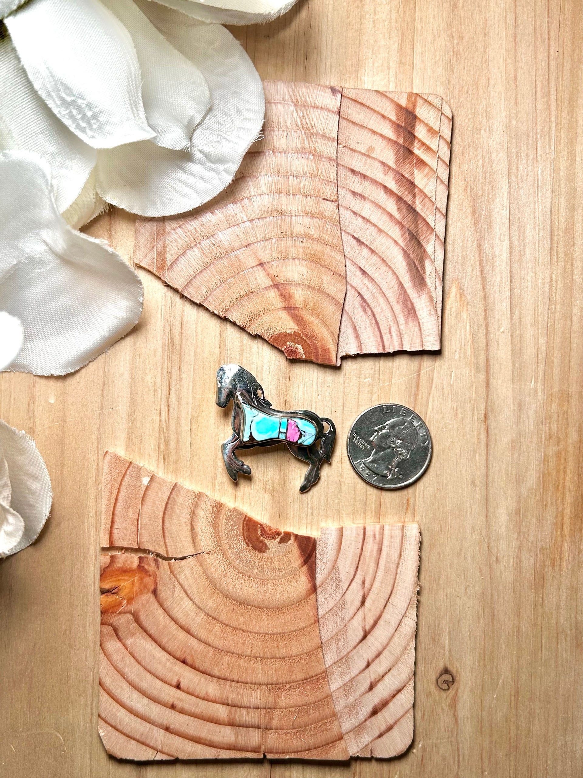 Navajo Made Cotton Candy Dahlia & Sterling Silver Pin/Pendant