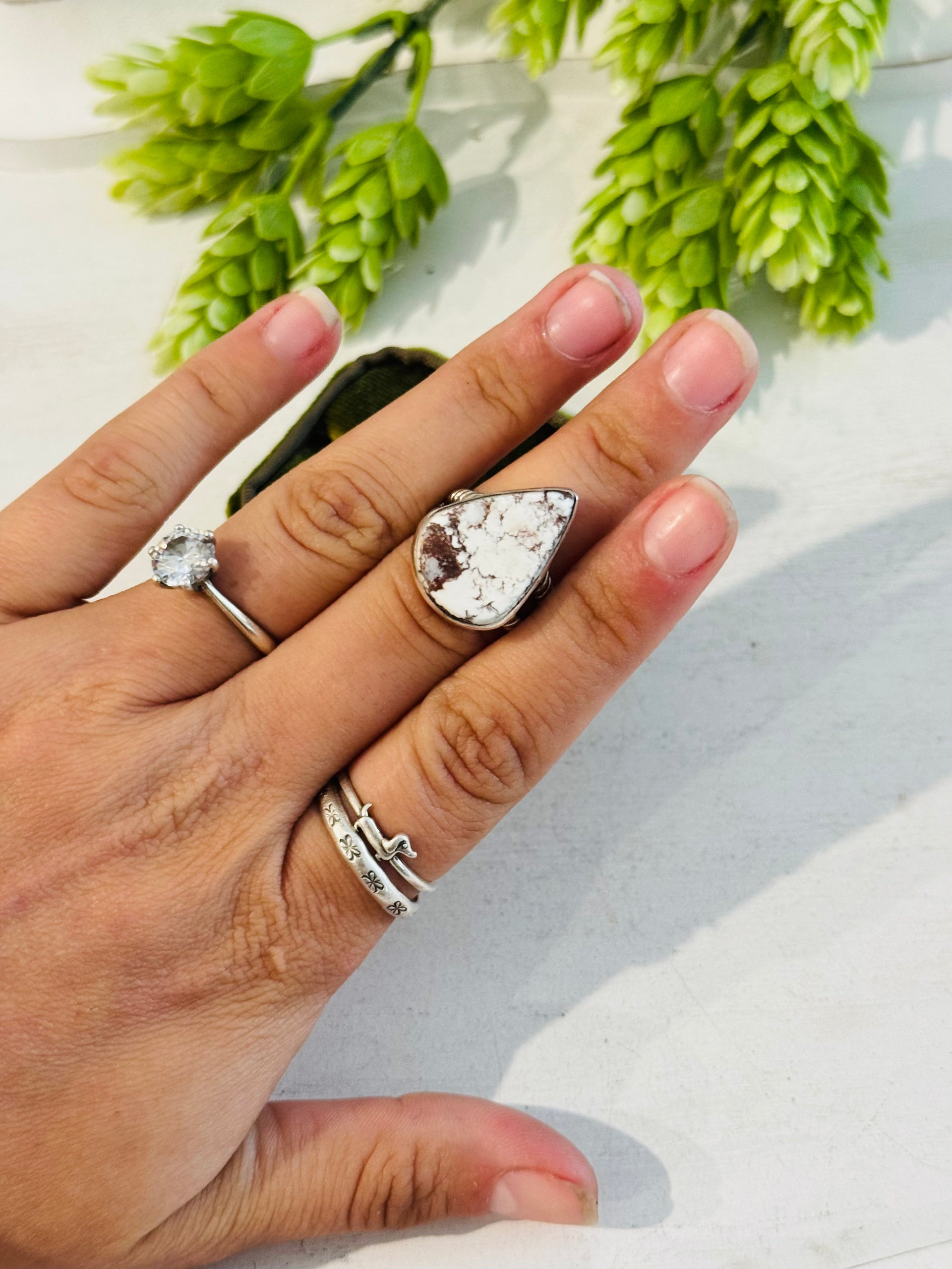 Southwest Made Wild Horse & Sterling Sliver Ring Size 6.75