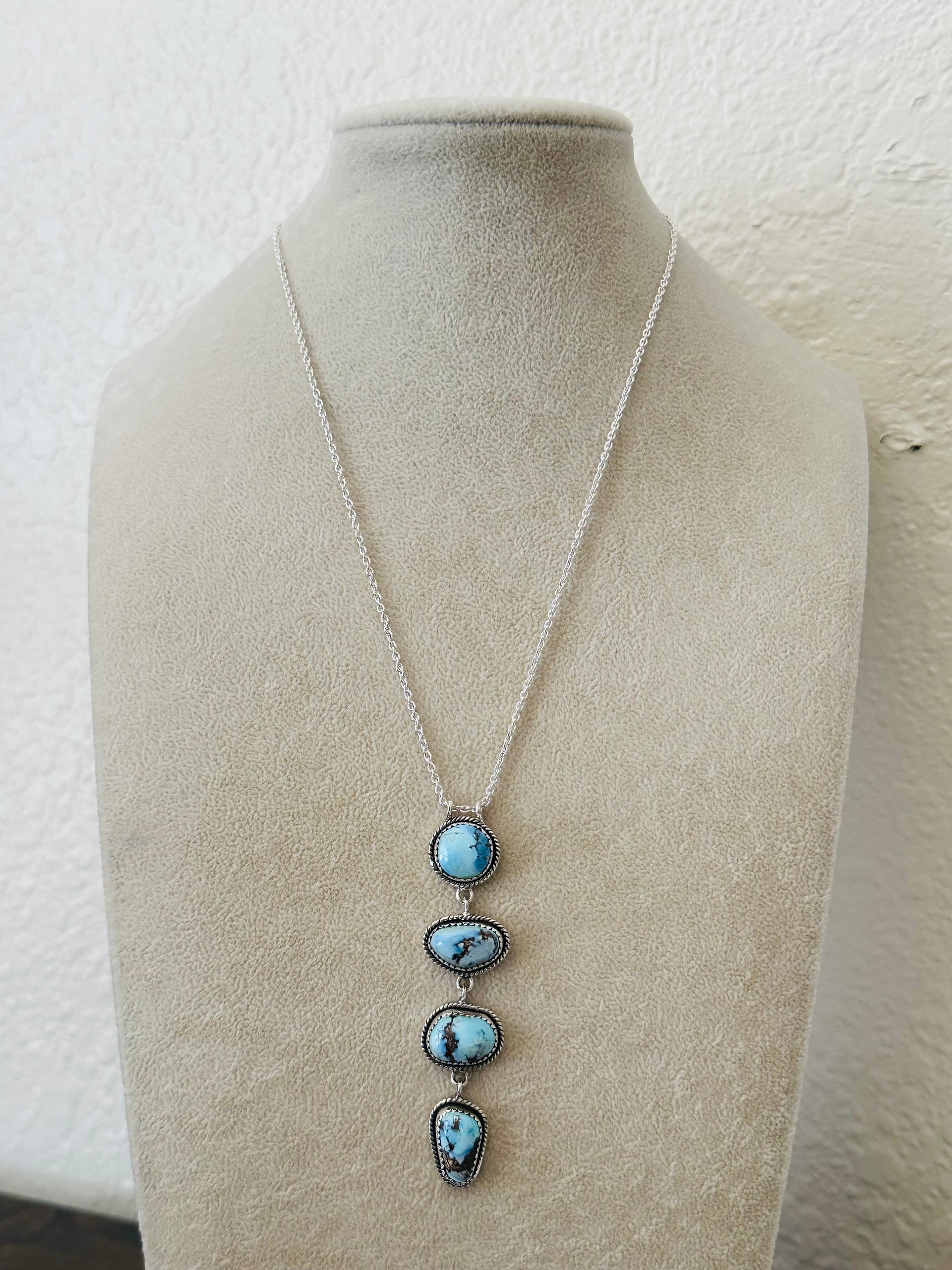 Southwest Handmade Golden Hills Turquoise & Sterling Silver Necklace
