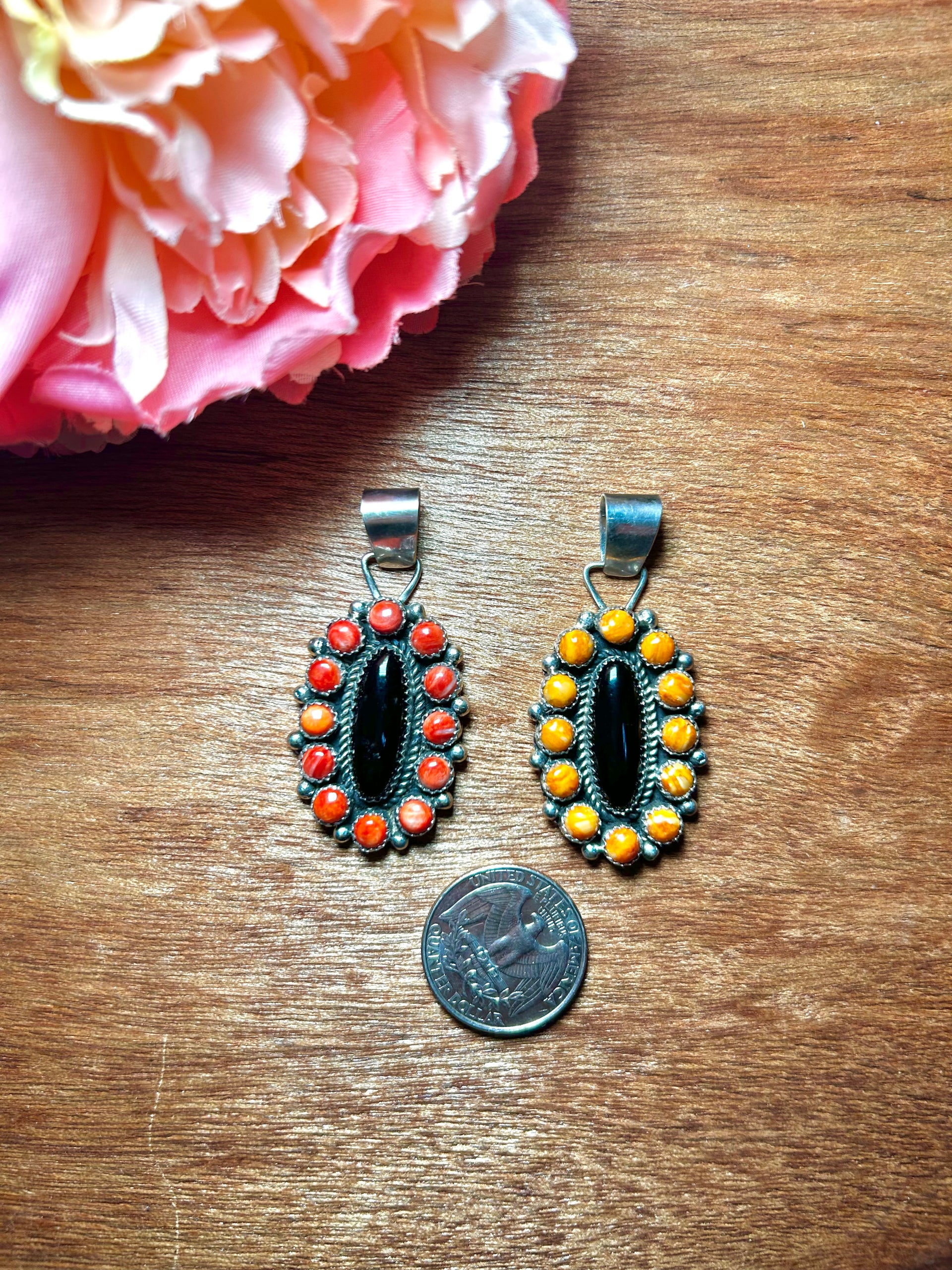 Elle Spencer Spiny Oyster & Sterling Silver Pendant