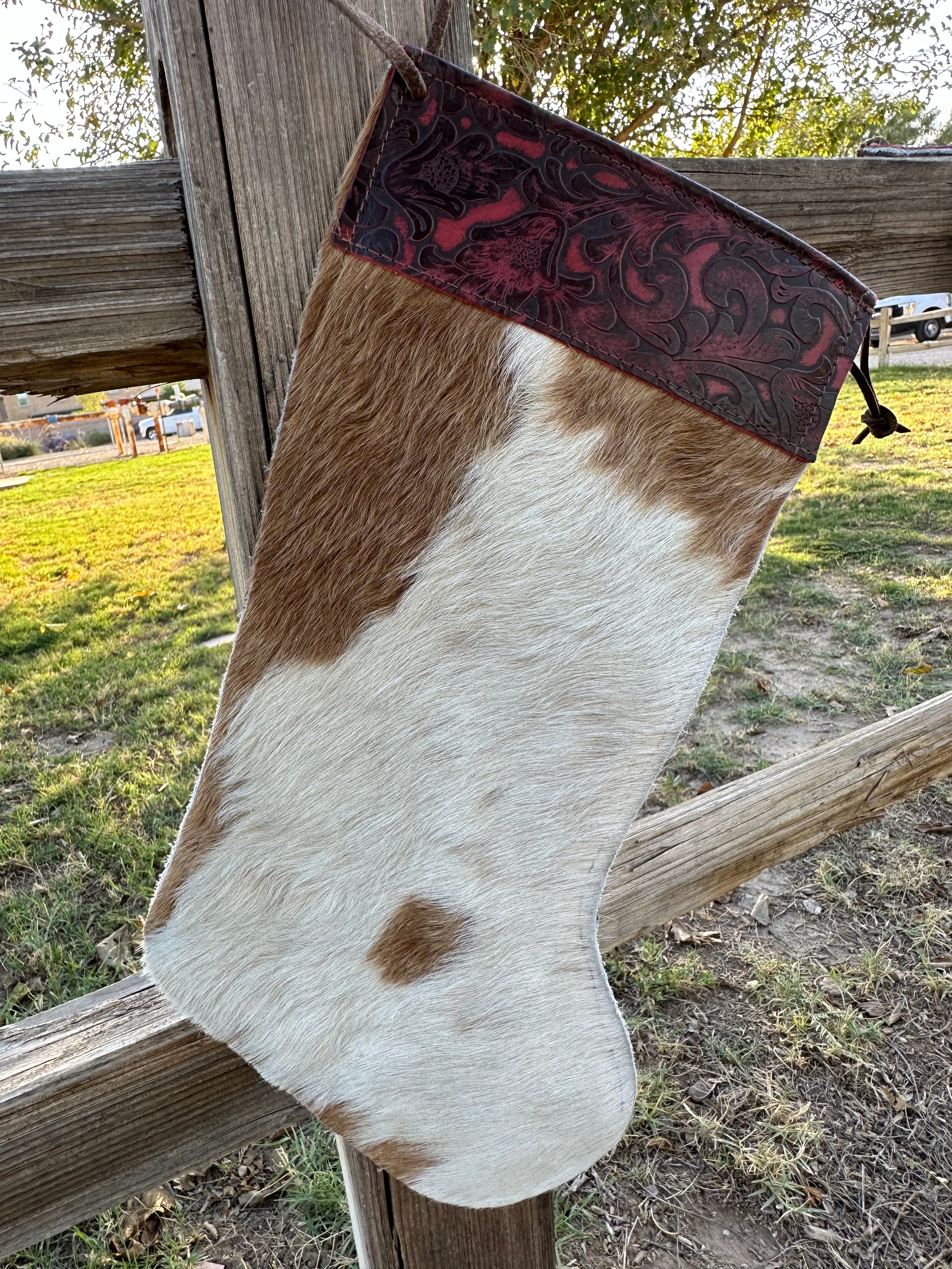 Genuine Tooled Leather Cowhide Stocking