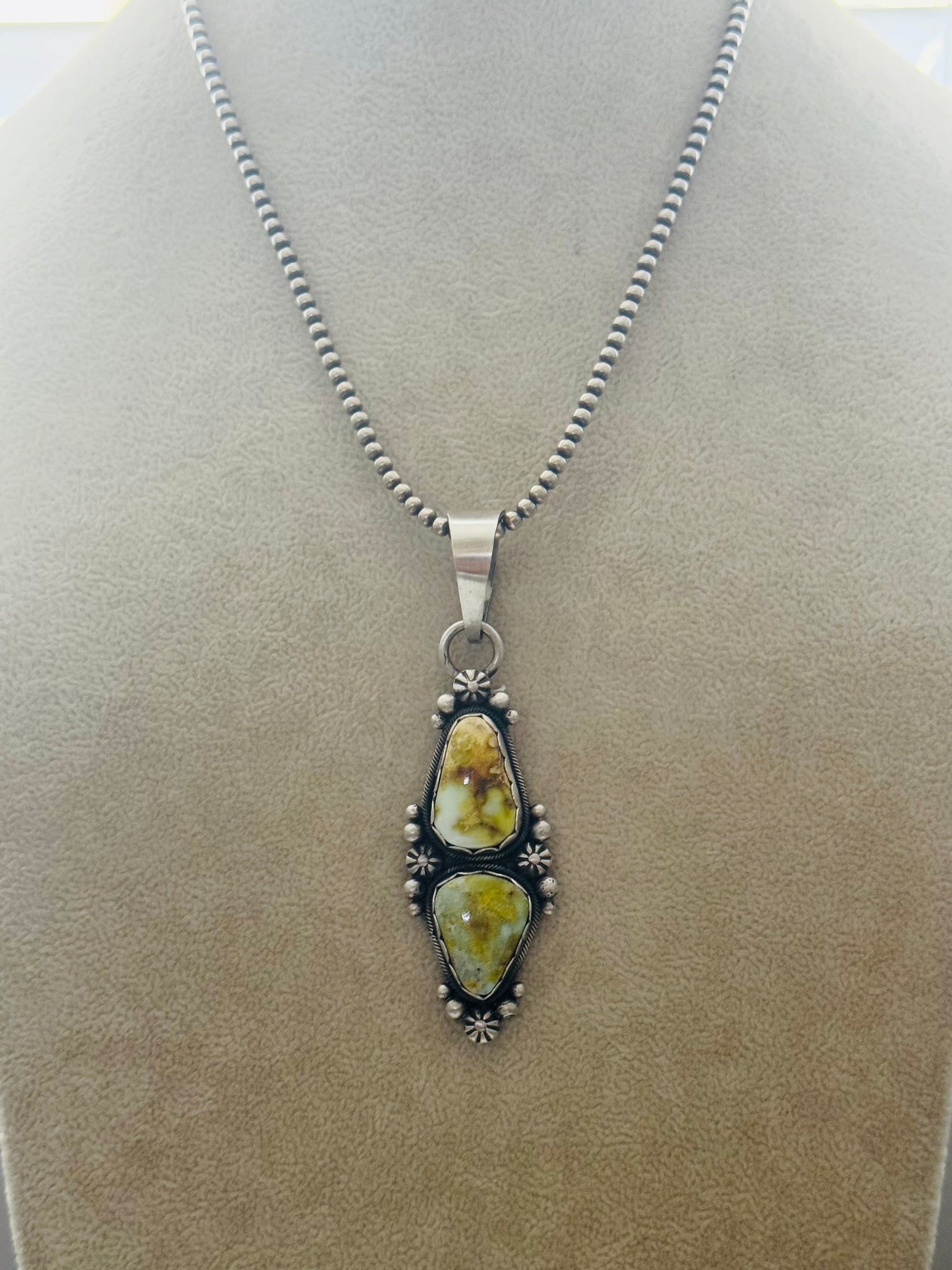 Eli Skeets Palomino Variscite & Sterling Silver Pendant