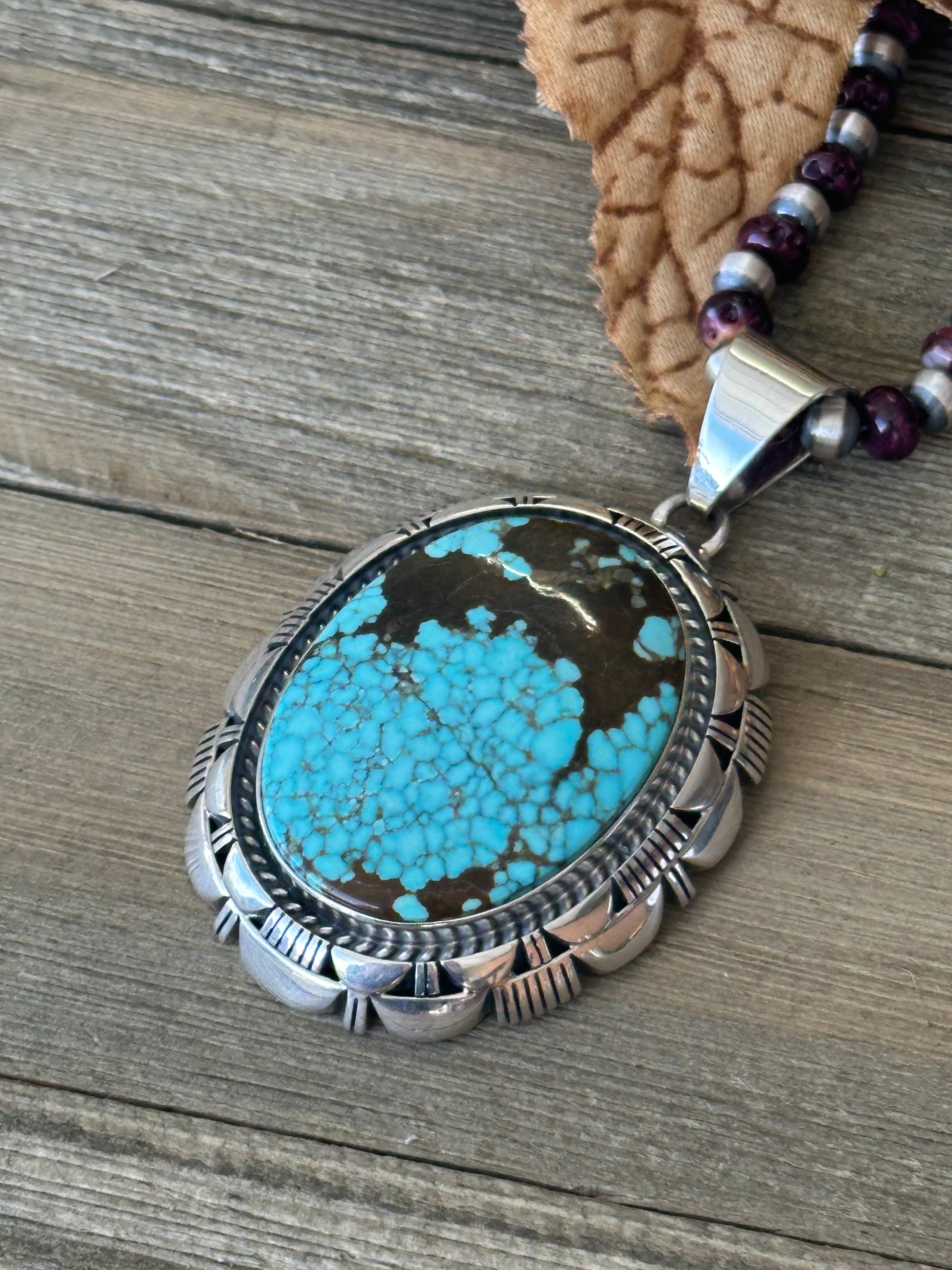 Larry Moses Yazzie #8 Turquoise & Sterling Silver Pendant