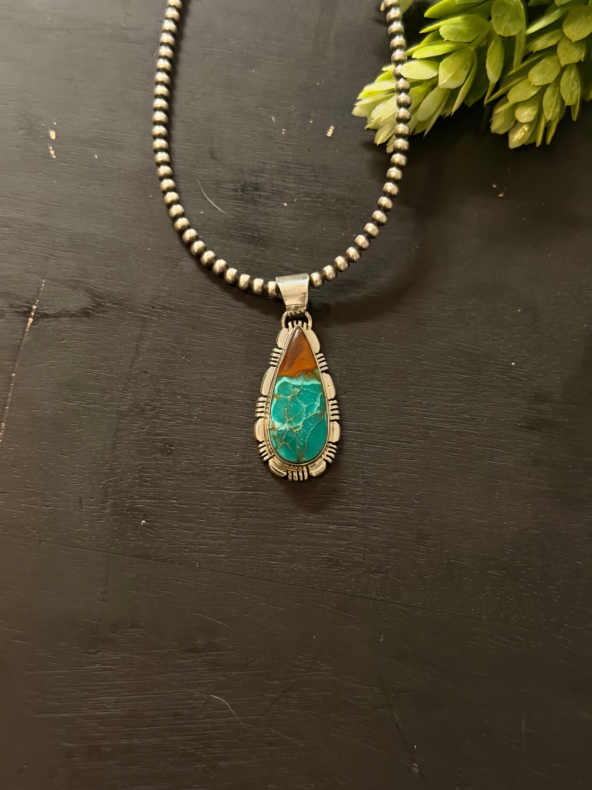 Navajo Made Sierra Vista Turquoise & Sterling Silver Pendant