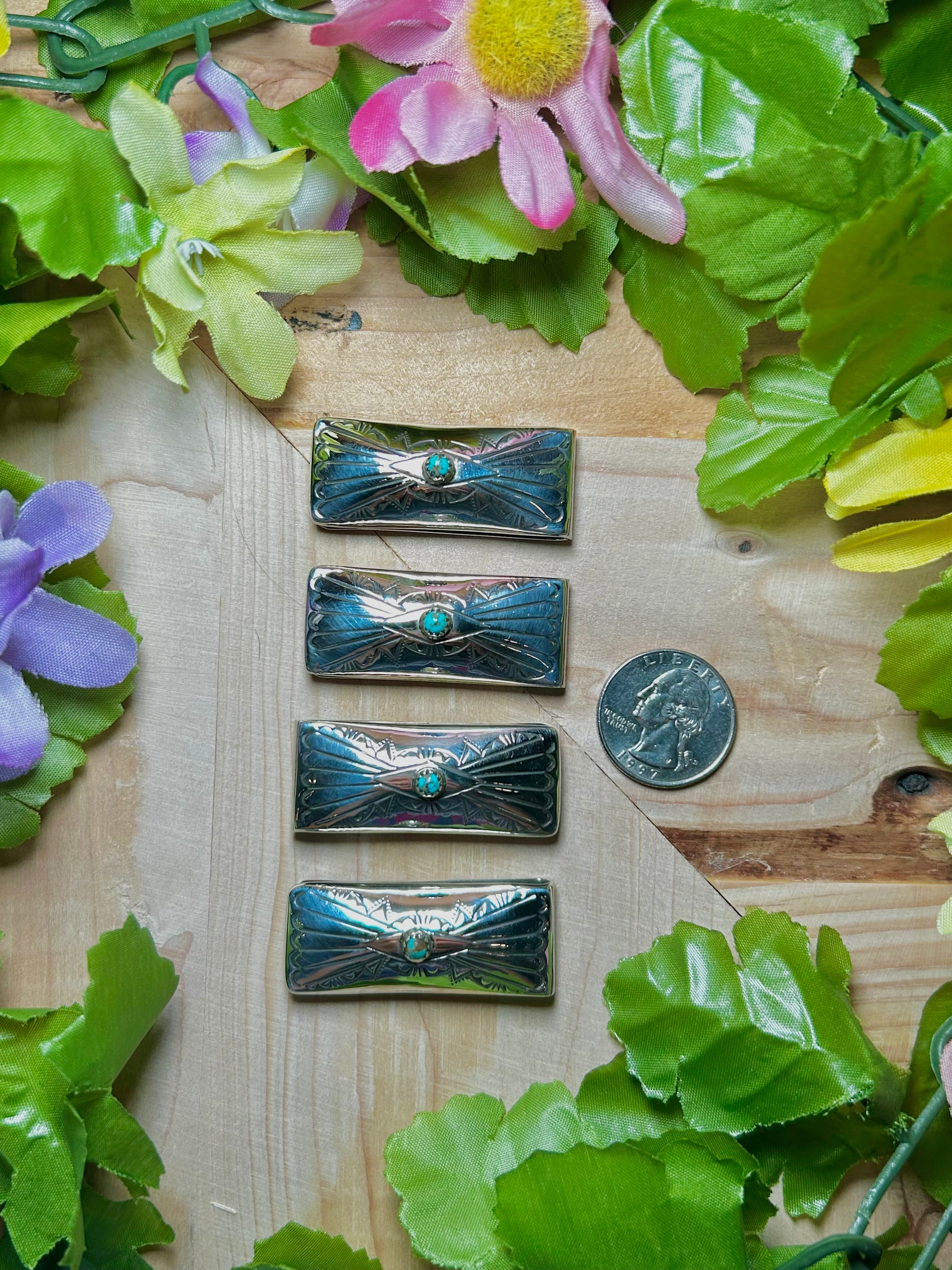 Navajo Made Kingman Turquoise & Sterling Silver Money Clip
