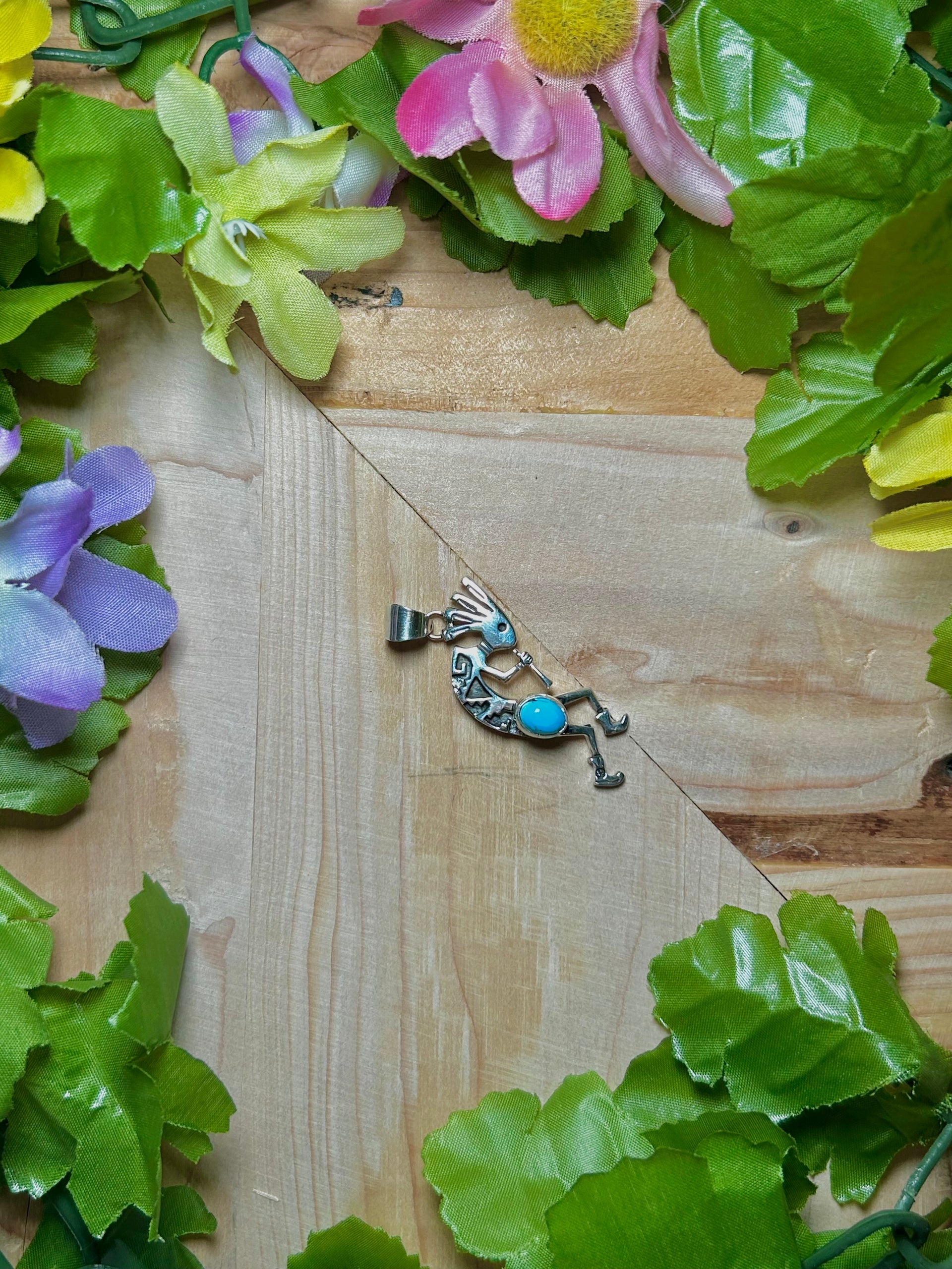 Navajo Made Golden Hill Turquoise & Sterling Silver Pendant