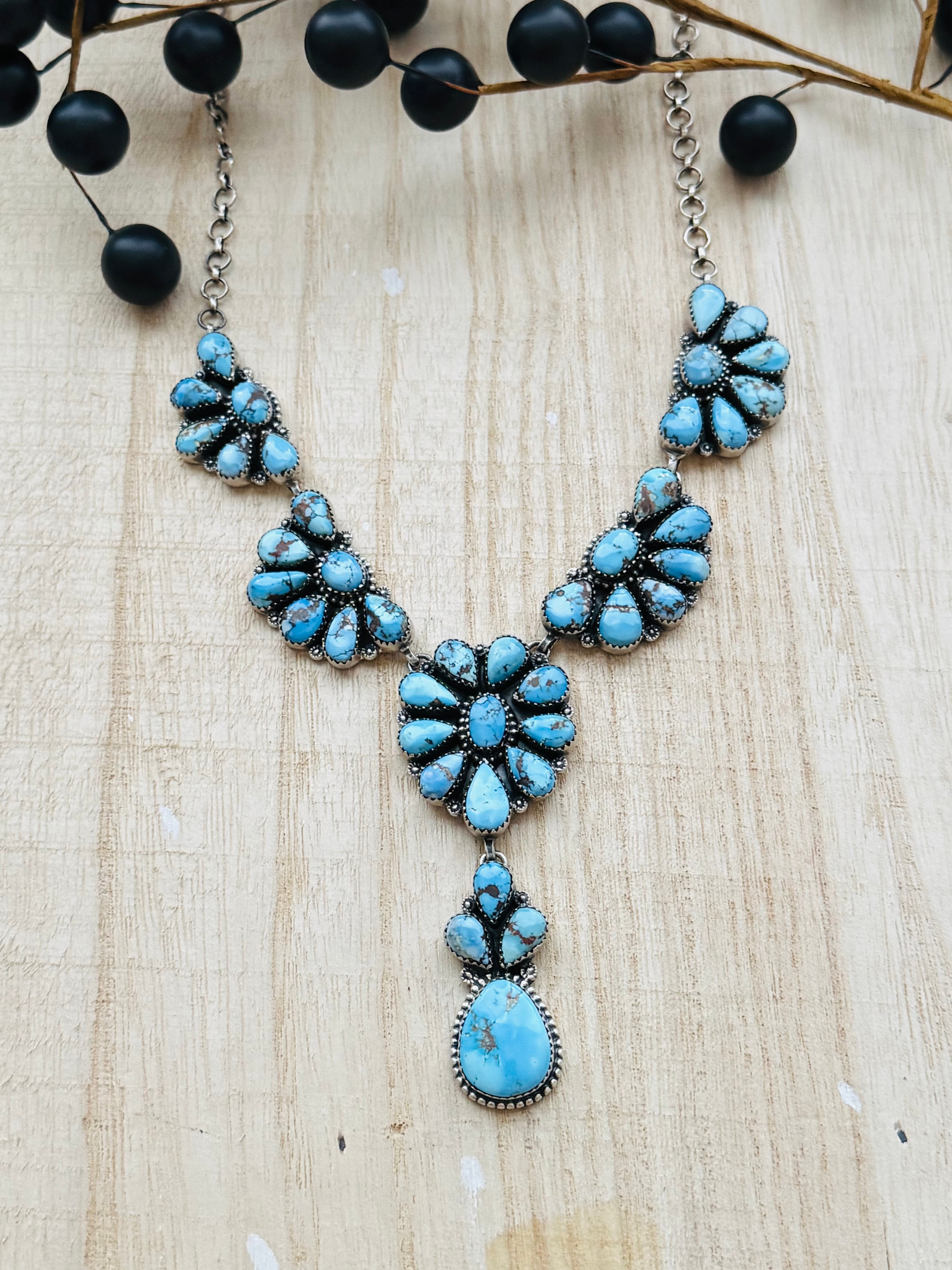 Southwest Handmade Golden Hills Turquoise & Sterling Silver Necklace