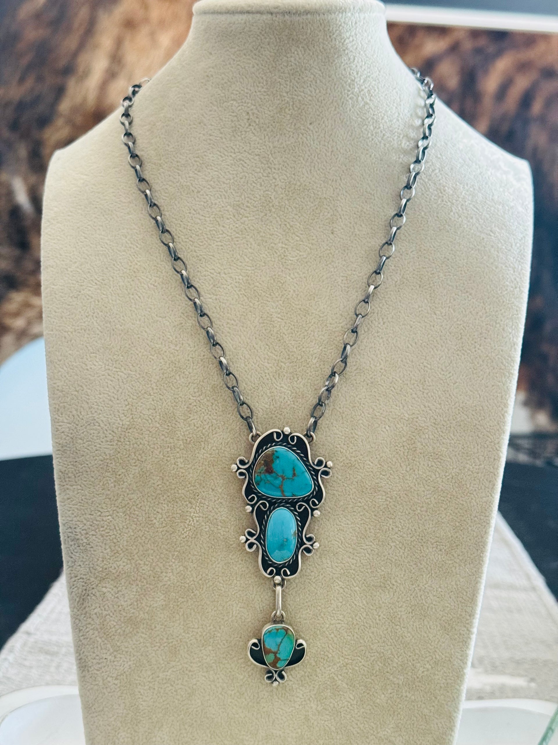 Larry Kaye Kingman Turquoise & Sterling Silver Necklace