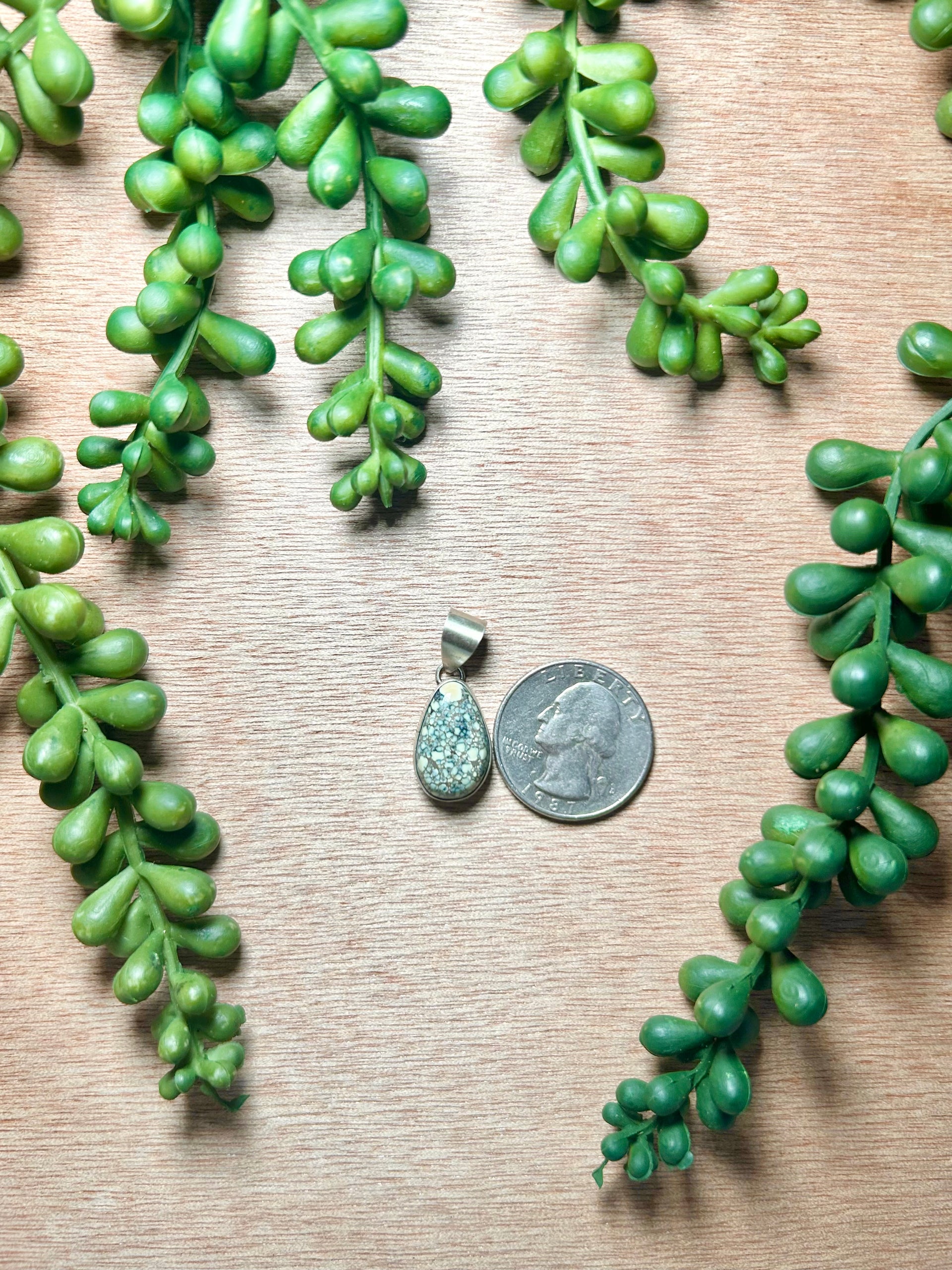 Navajo Made New Lander Variscite & Sterling Silver Pendant