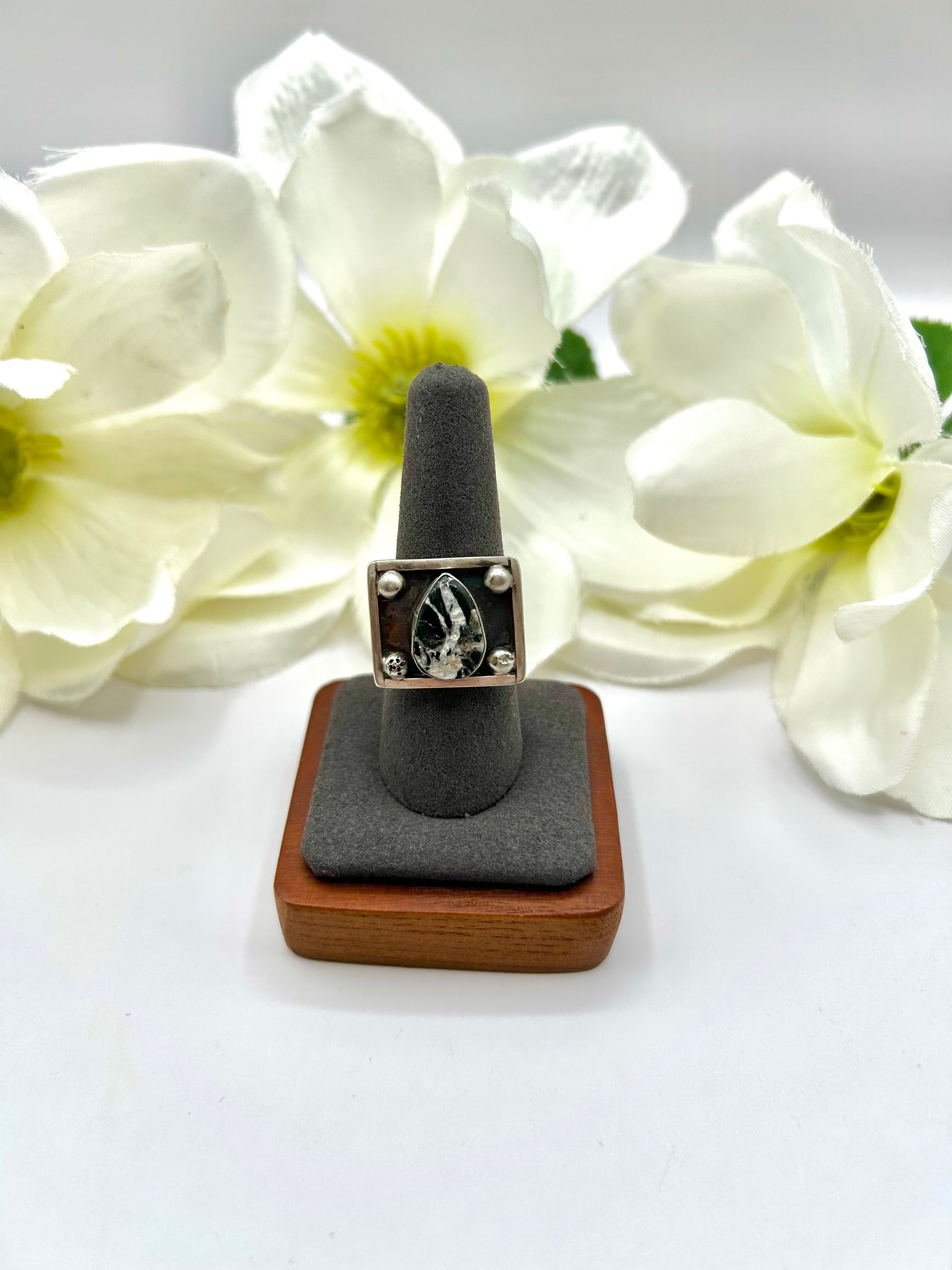 Kobe Martinez White Buffalo & Sterling Silver Ring Size 9