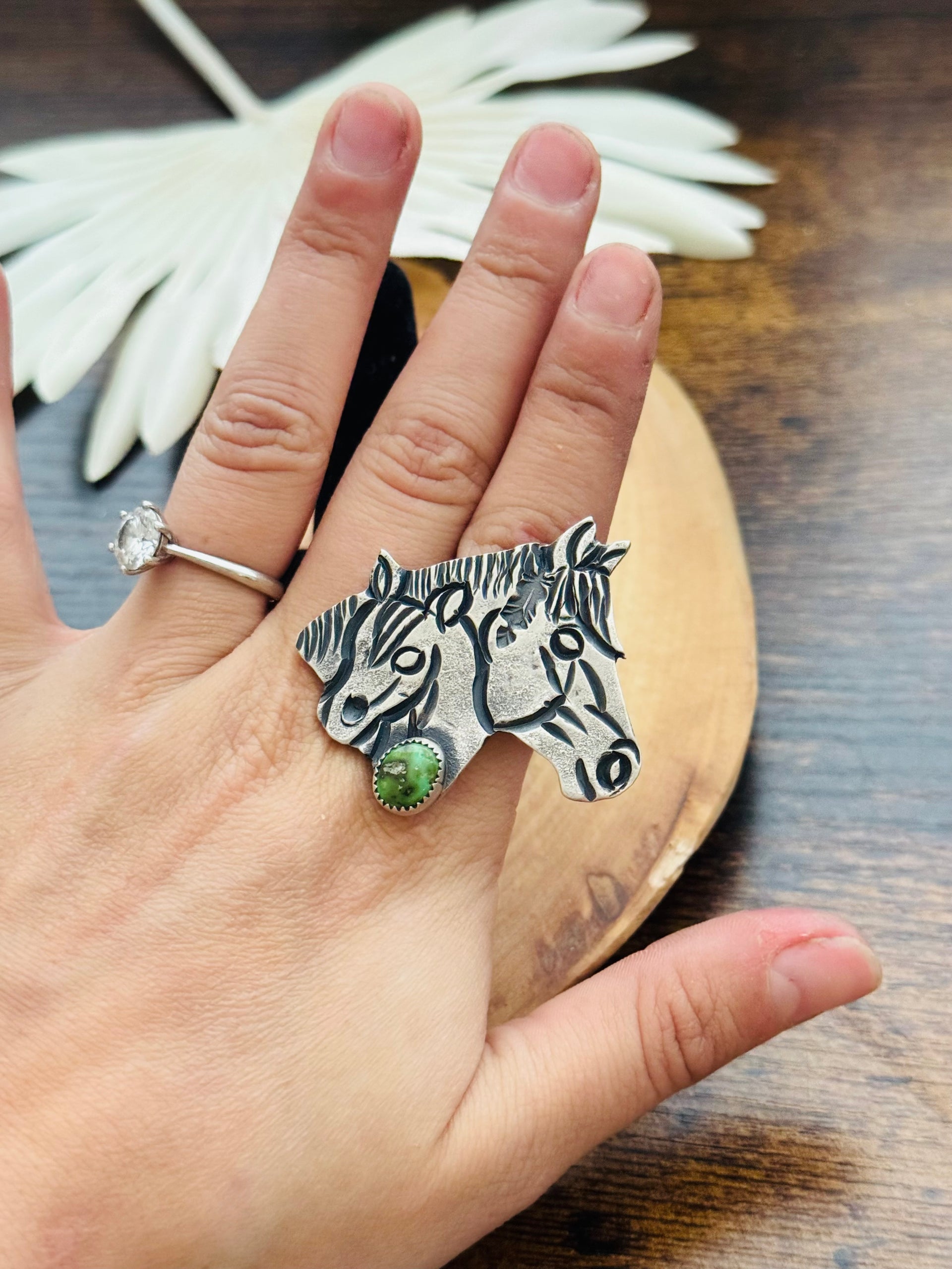 Kindale Billah Sonoran Mountain Turquoise & Sterling Silver Adjustable Horse Ring