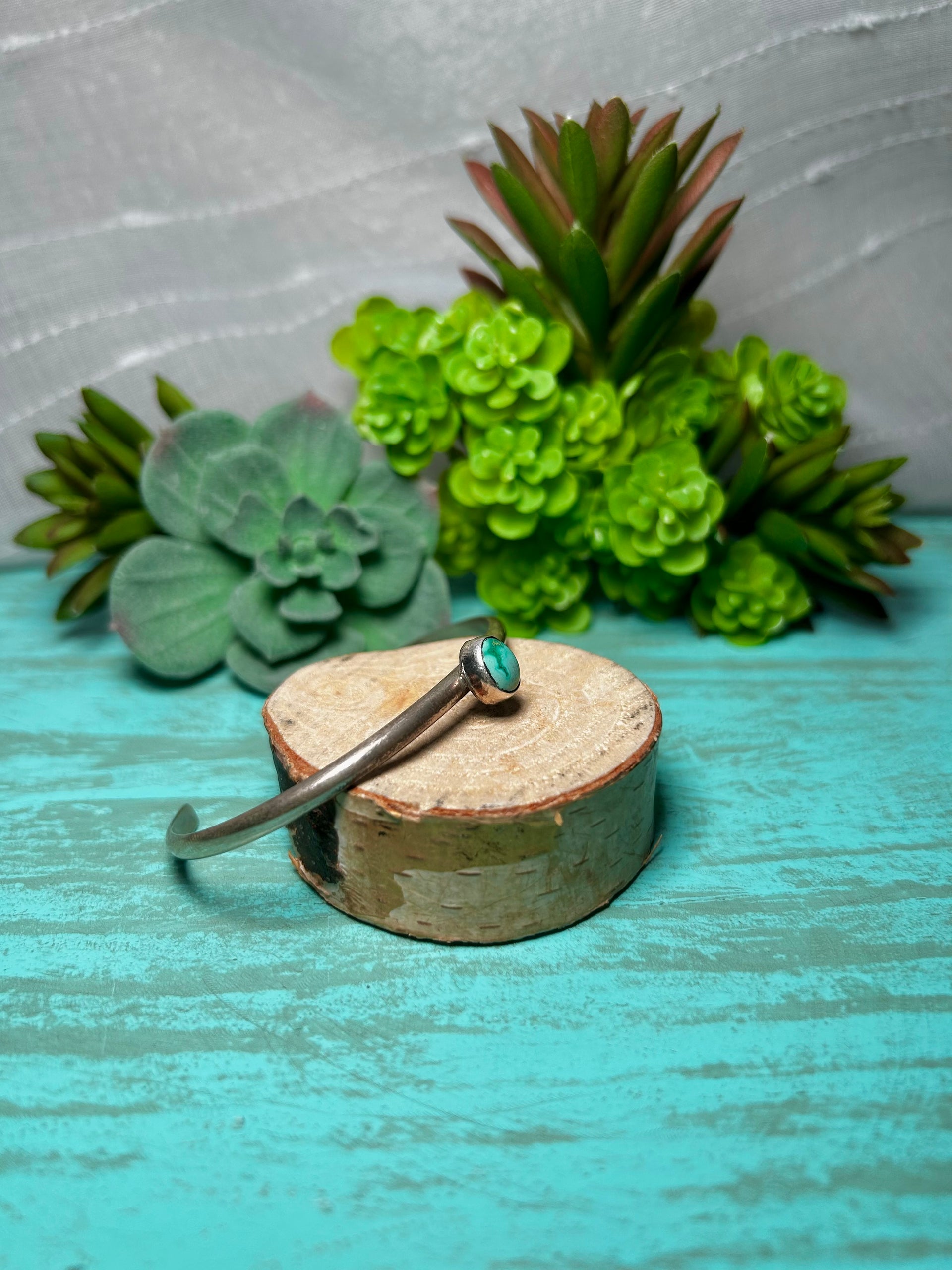 Navajo Made Sonoran Gold Turquoise & Sterling Silver Cuff Bracelet